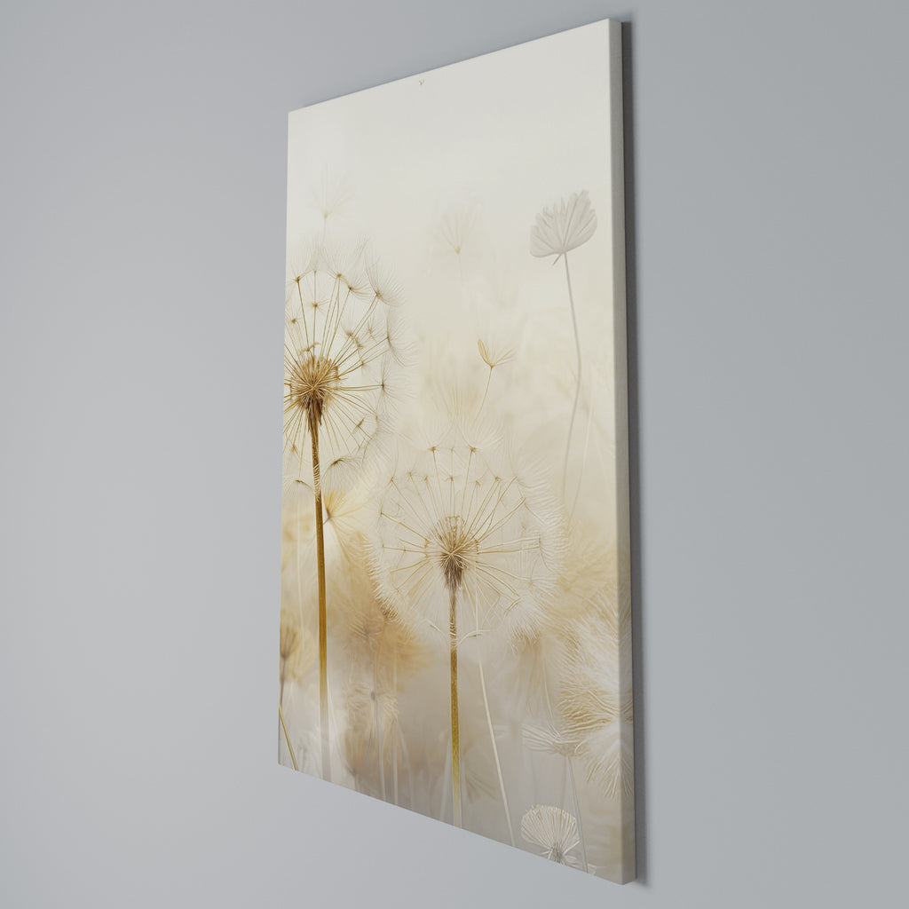 DREAMY DANDELION FIELDS Quadro em tela vertical