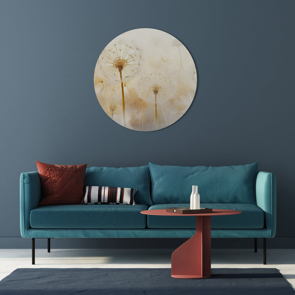 DREAMY DANDELION FIELDS Quadro Redondo Decorativo