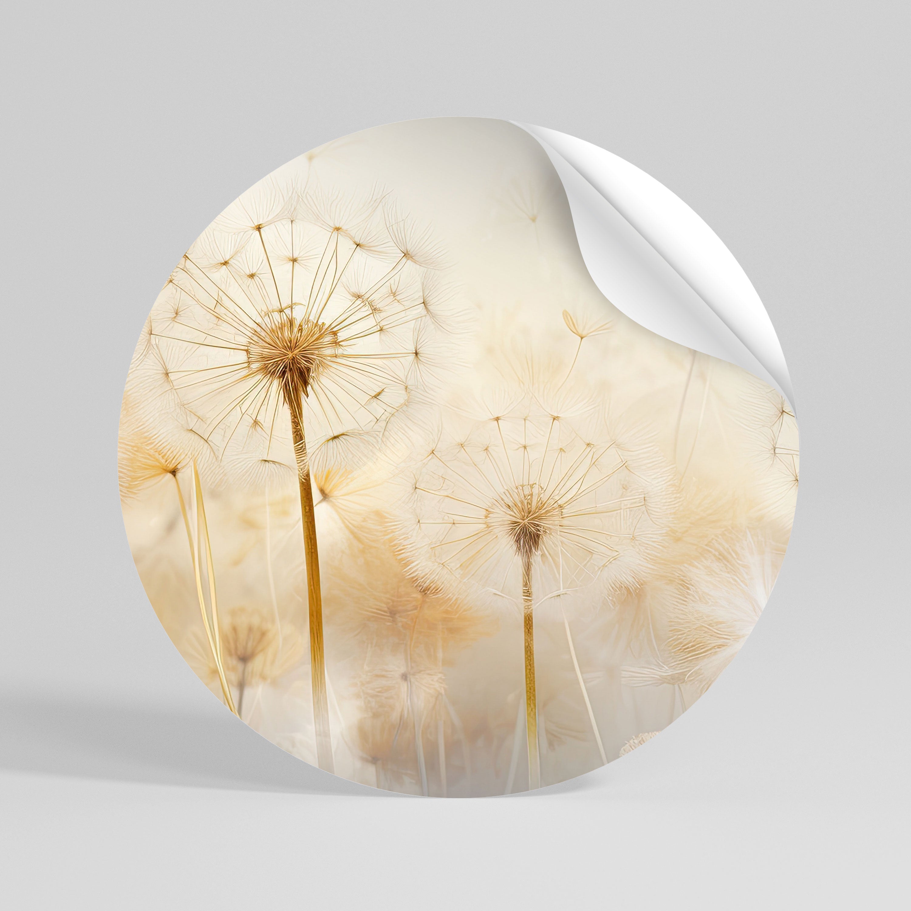 DREAMY DANDELION FIELDS Peel and Stick Round Sticker