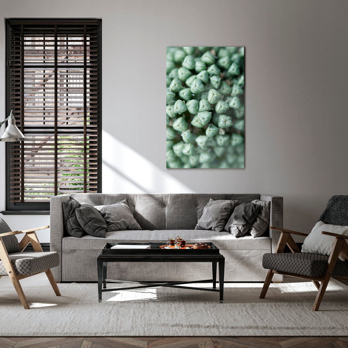 TEXTURED GREEN TIDBITS Quadro em tela vertical