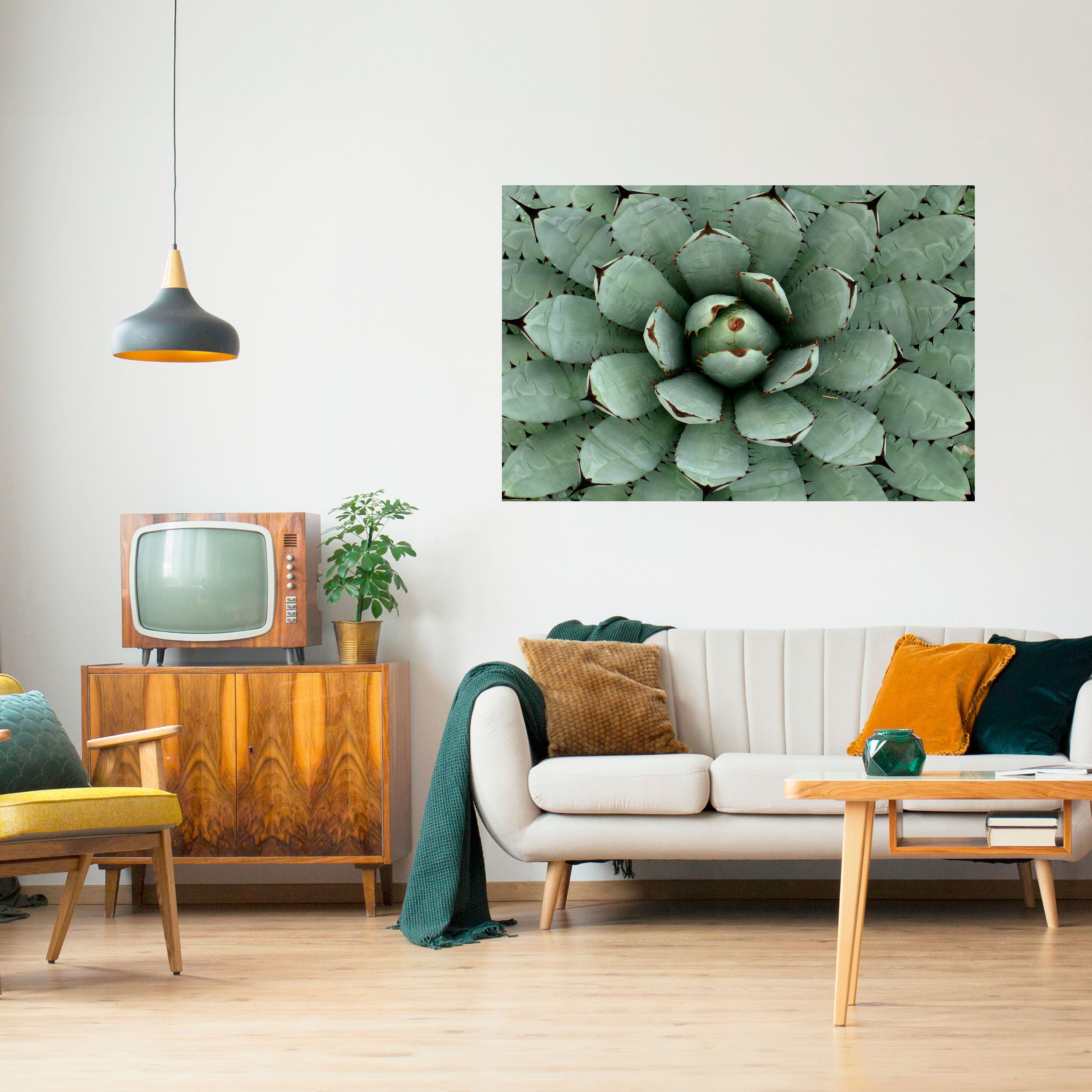 SUCCULENT SYMMETRY Peel and Stick Horizontal Poster