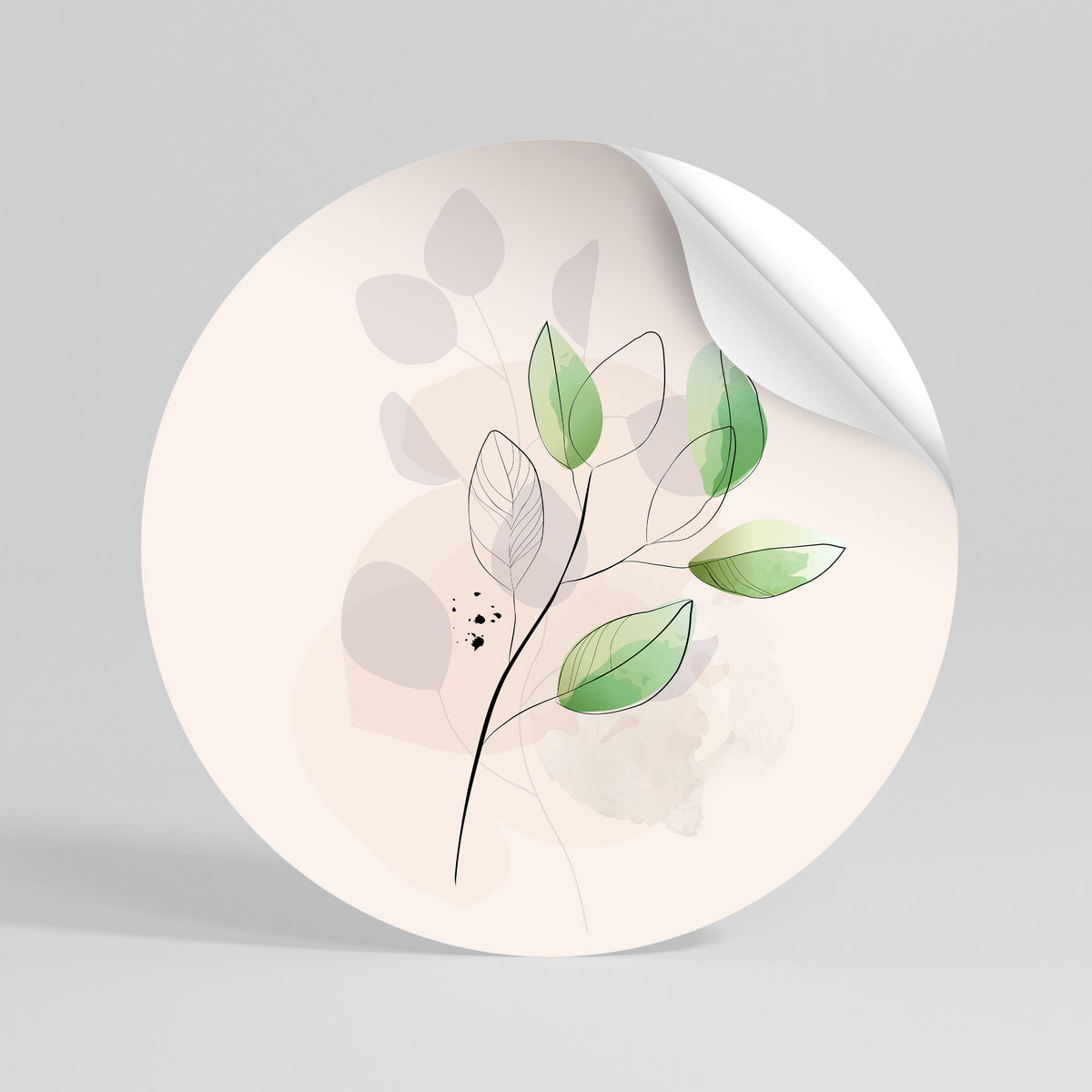 SERENE LEAF SONG Autocolante Redondo Removível