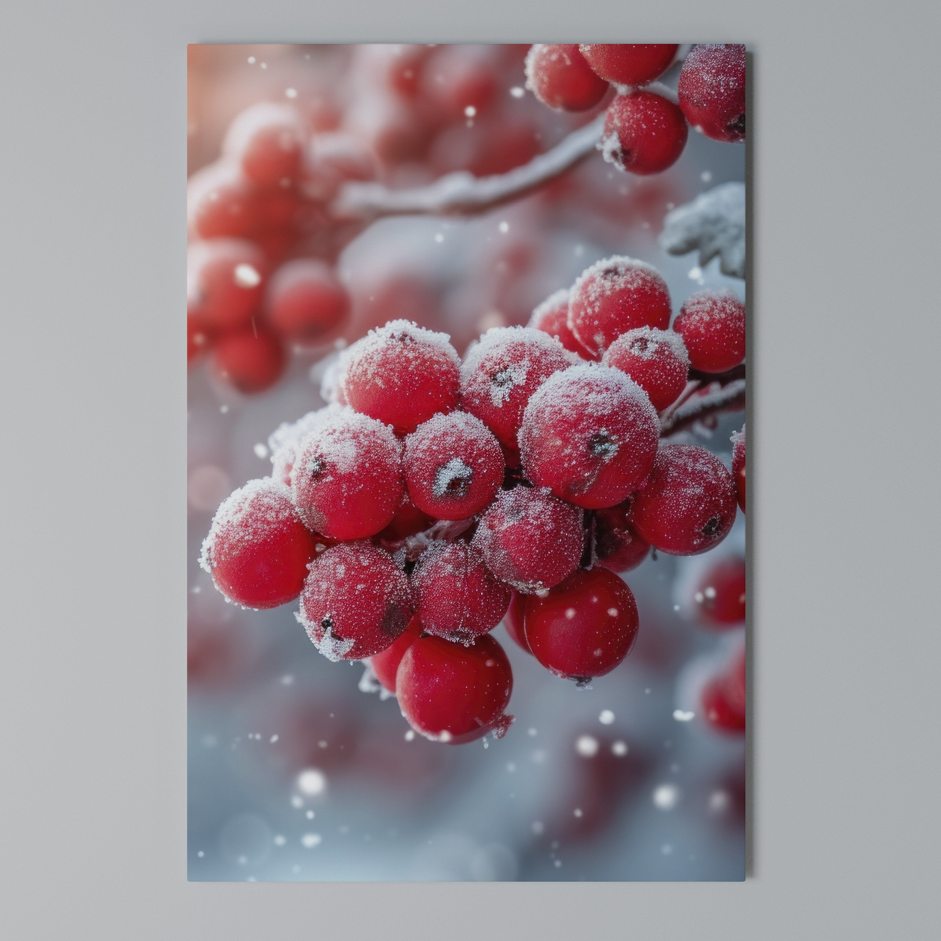 WINTER'S CRIMSON TREASURES Quadro em tela vertical