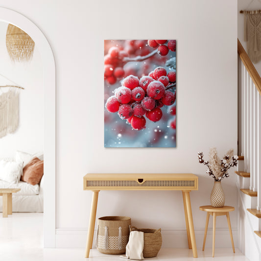 WINTER'S CRIMSON TREASURES Quadro em tela vertical