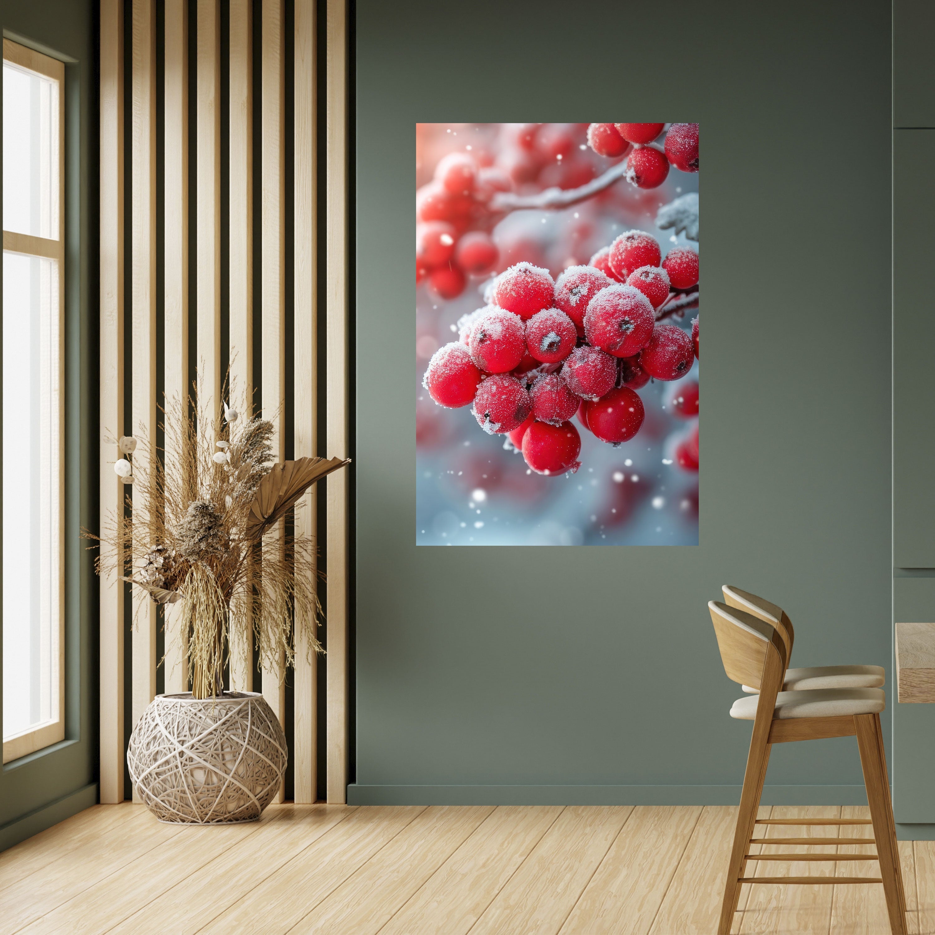 WINTER'S CRIMSON TREASURES Peel and Stick Vertical Poster