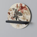 PETAL POETRY Round Art Shelf In Black Finish