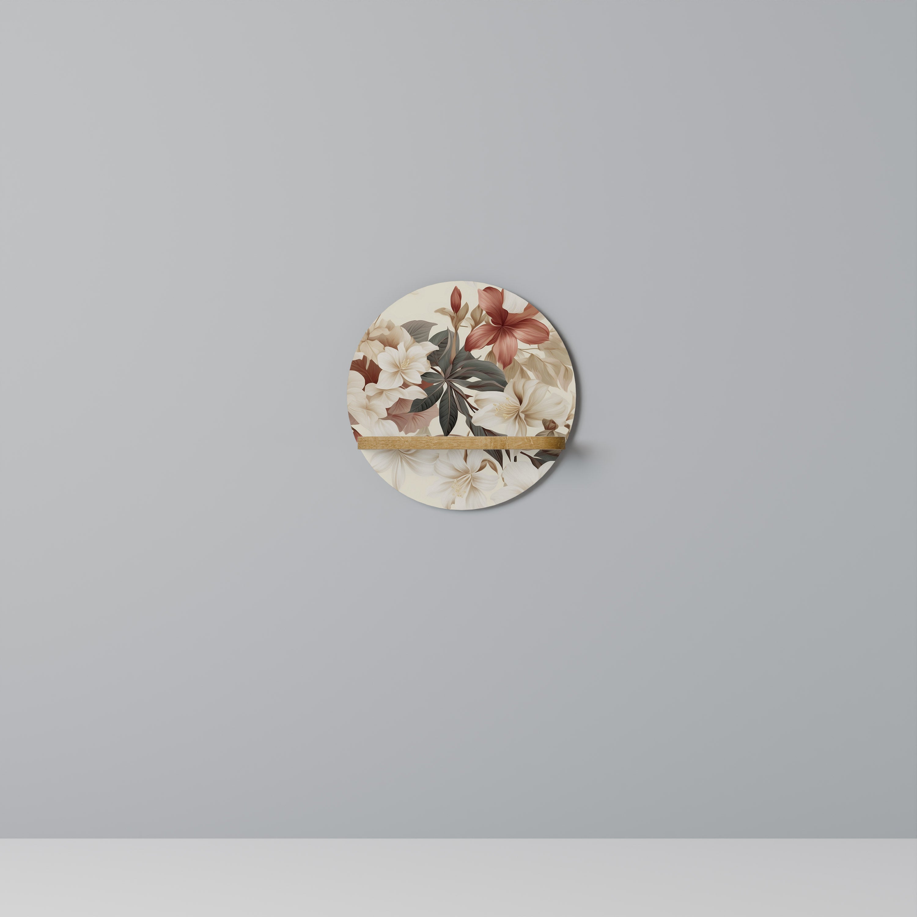 PETAL POETRY Prateleira Redonda Decorativa em Efeito Carvalho