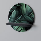LEAFY ELEGANCE Prateleira Redonda Decorativa em Acabamento Preto