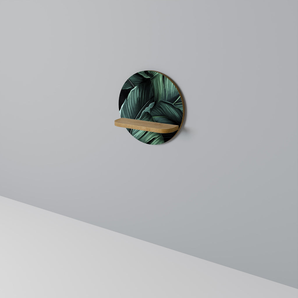 LEAFY ELEGANCE Prateleira Redonda Decorativa em Efeito Carvalho