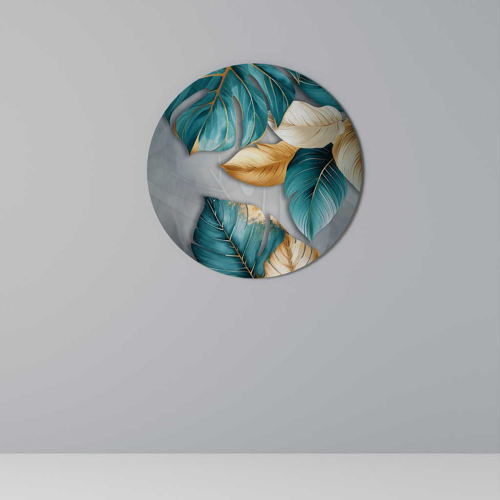 ELEGANCE IN LEAVES Quadro Redondo Decorativo