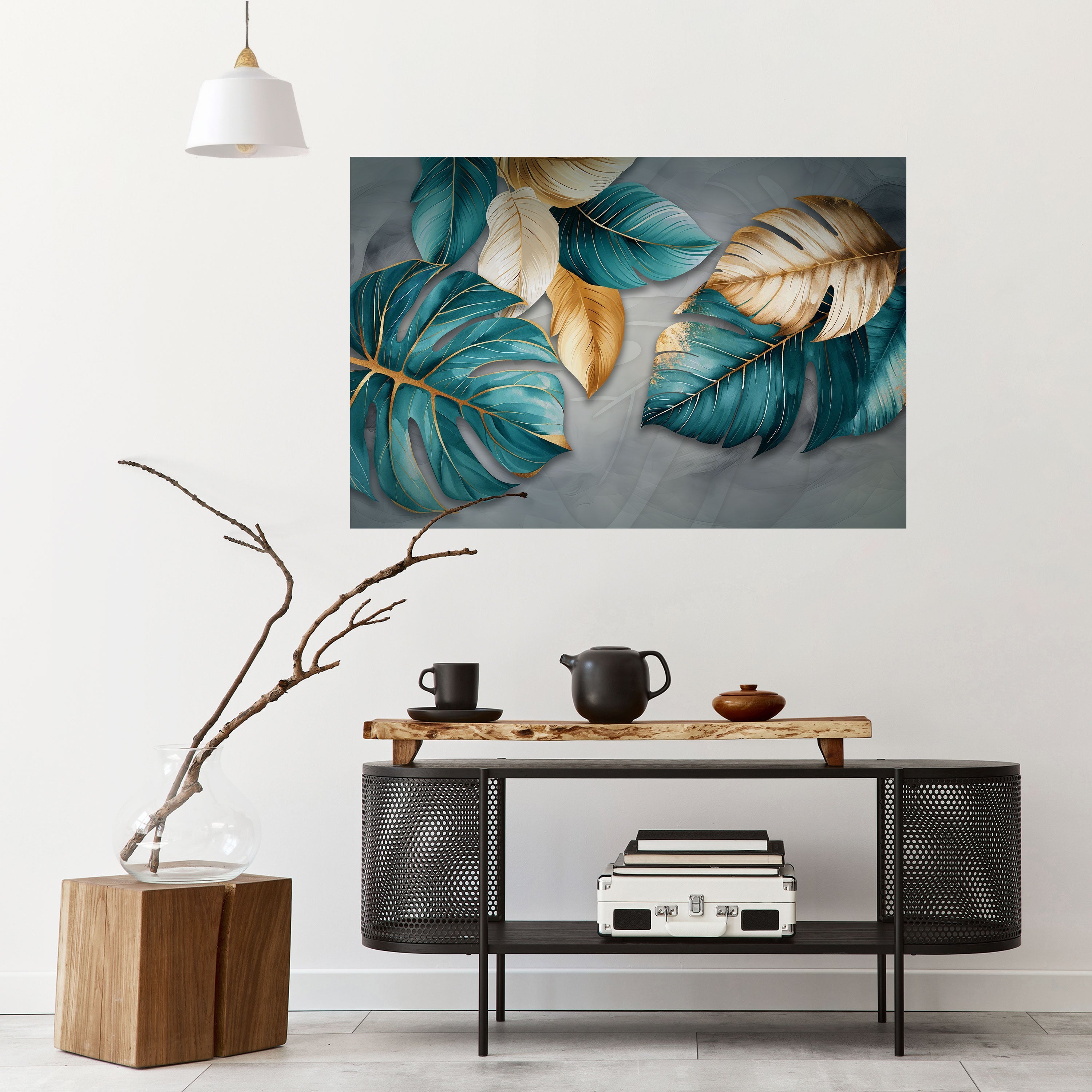 ELEGANCE IN LEAVES Peel and Stick Horizontal Poster