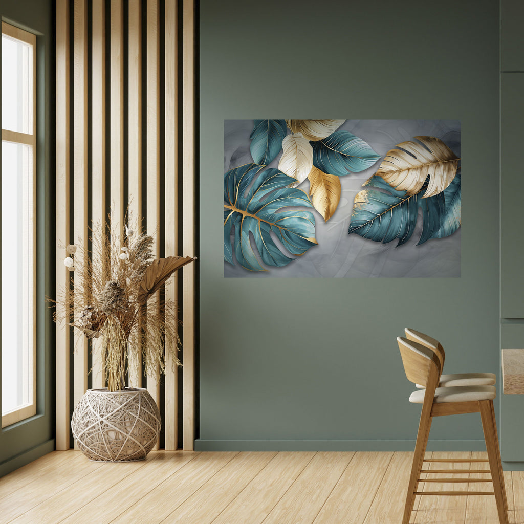 ELEGANCE IN LEAVES Peel and Stick Horizontal Poster