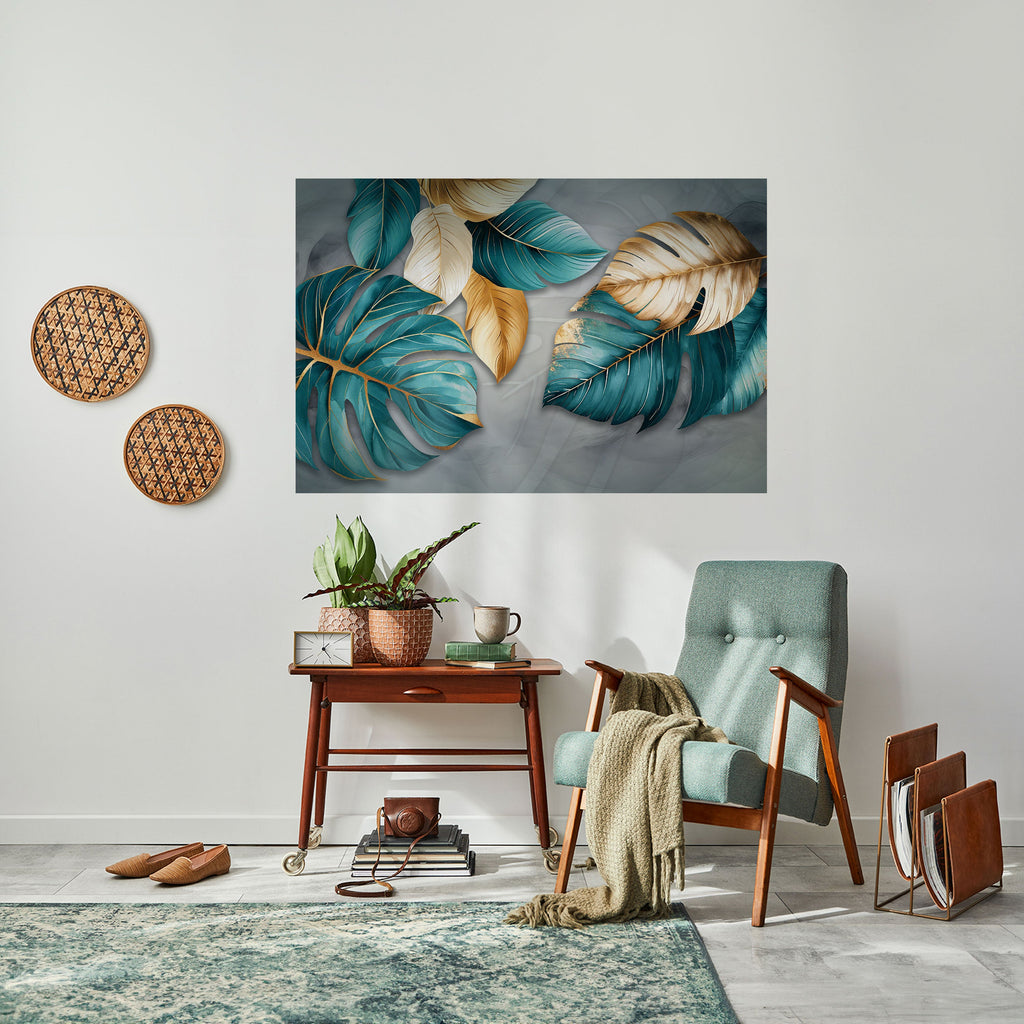 ELEGANCE IN LEAVES Peel and Stick Horizontal Poster