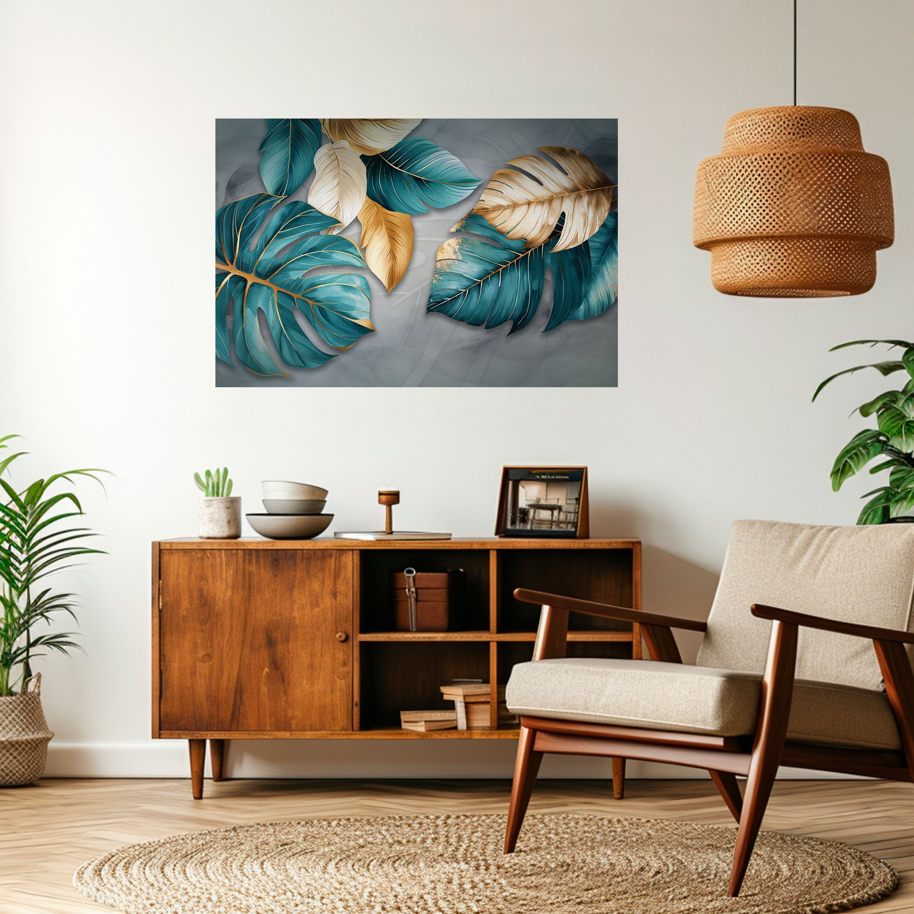 ELEGANCE IN LEAVES Peel and Stick Horizontal Poster