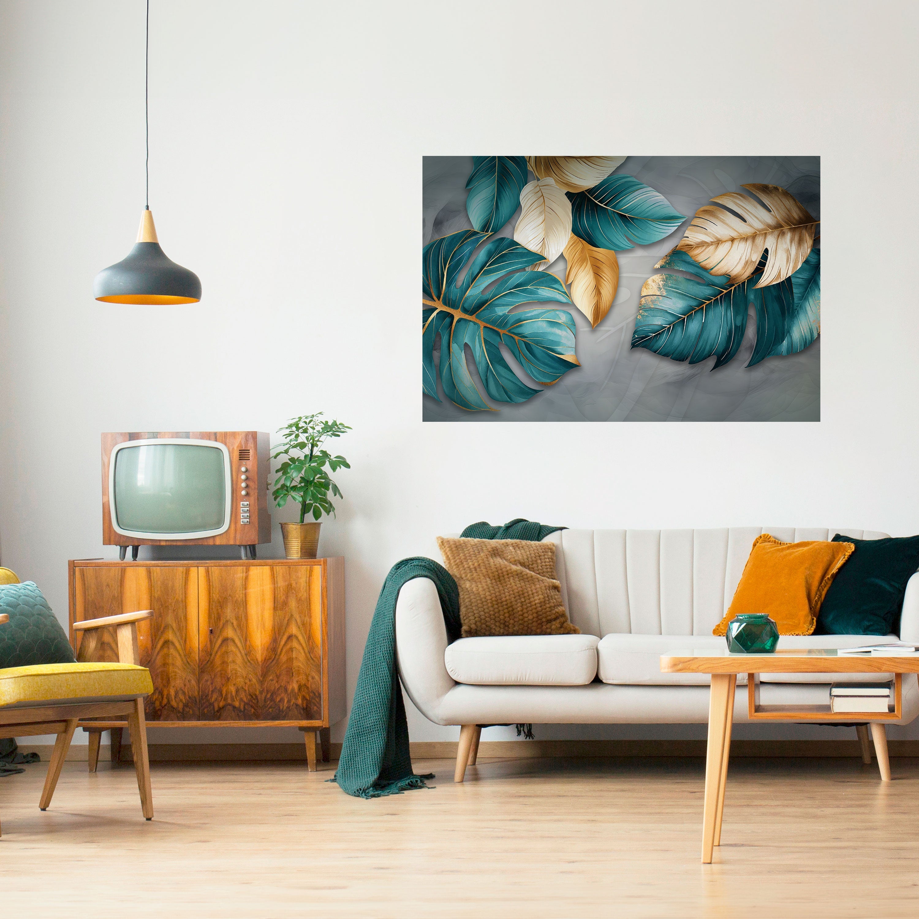 ELEGANCE IN LEAVES Peel and Stick Horizontal Poster