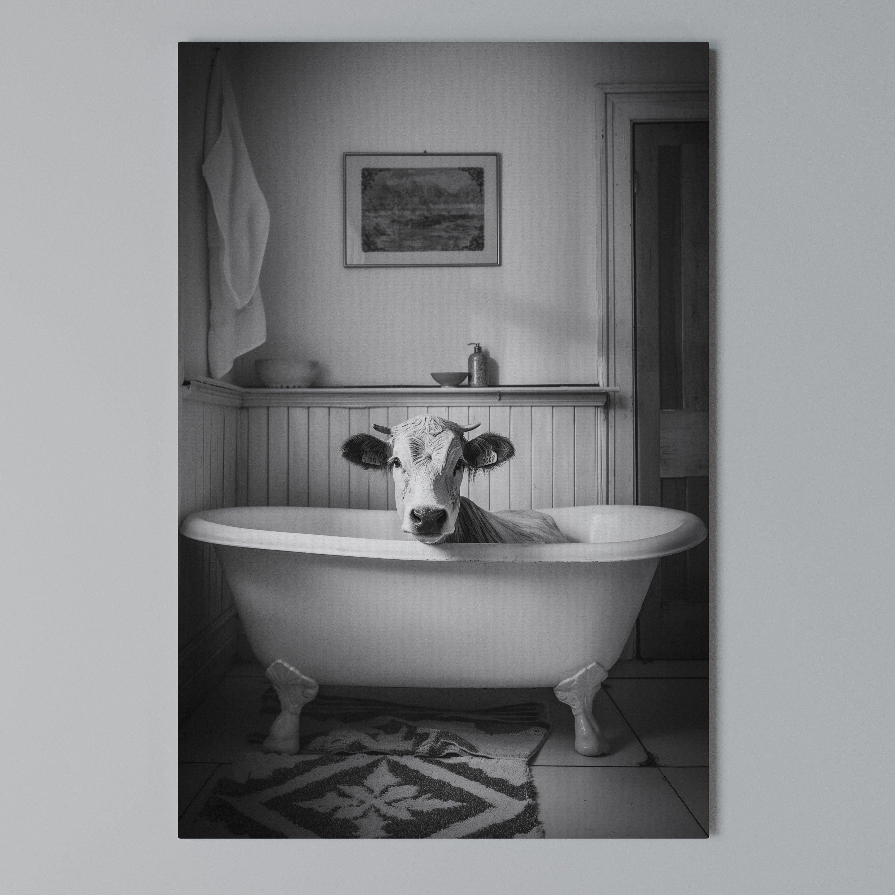 COW IN RELAXATION Quadro em tela vertical