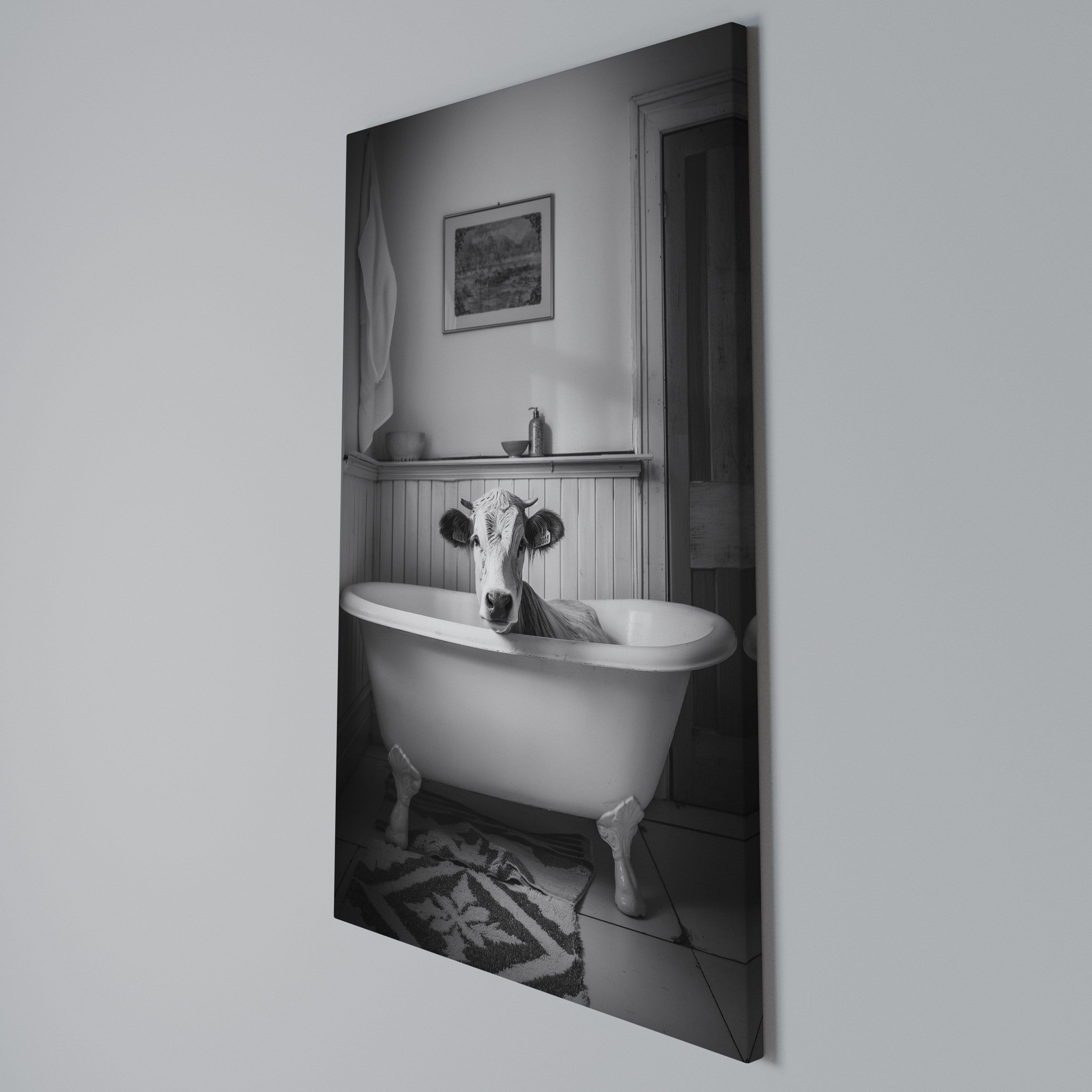 COW IN RELAXATION Quadro em tela vertical