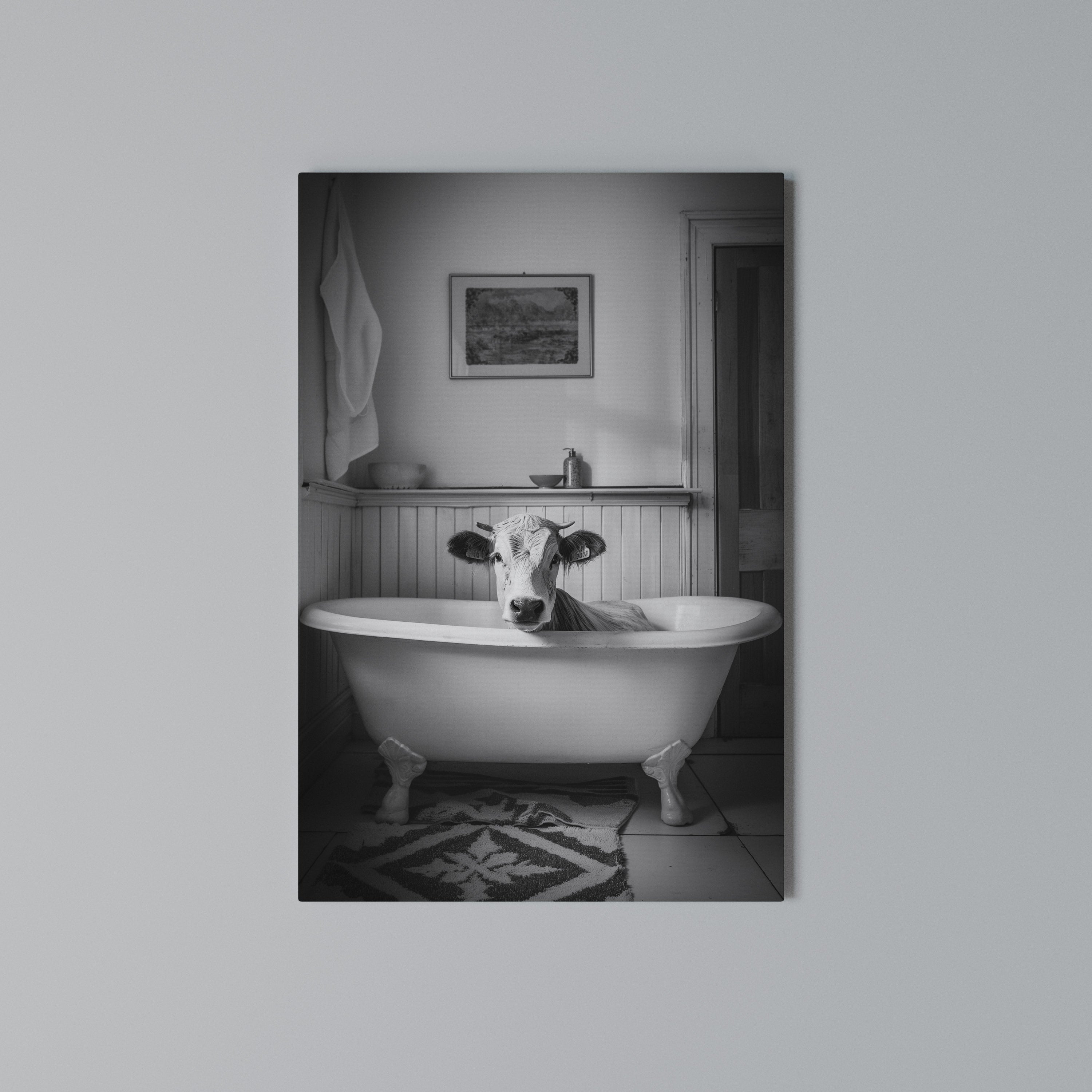 COW IN RELAXATION Quadro em tela vertical