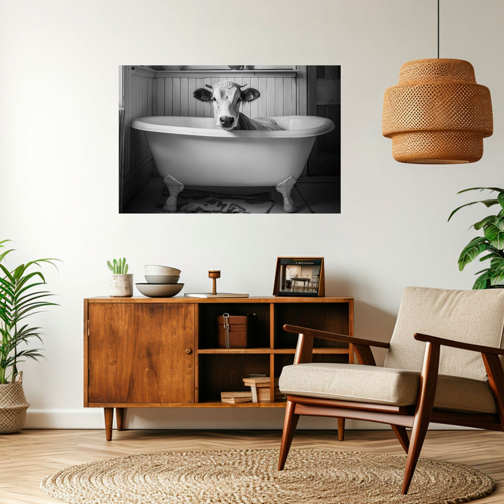 COW IN RELAXATION Peel and Stick Horizontal Poster