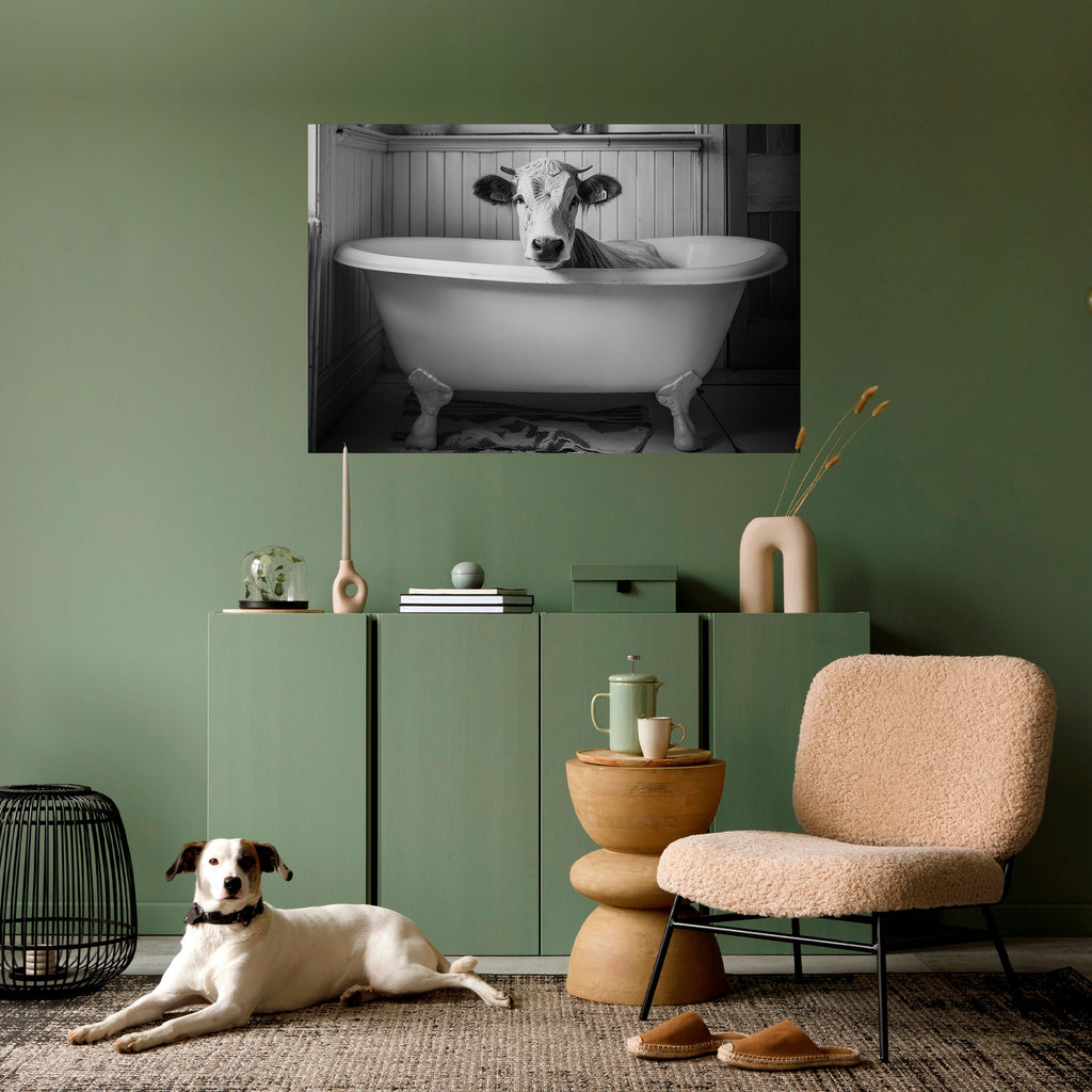 COW IN RELAXATION Peel and Stick Horizontal Poster