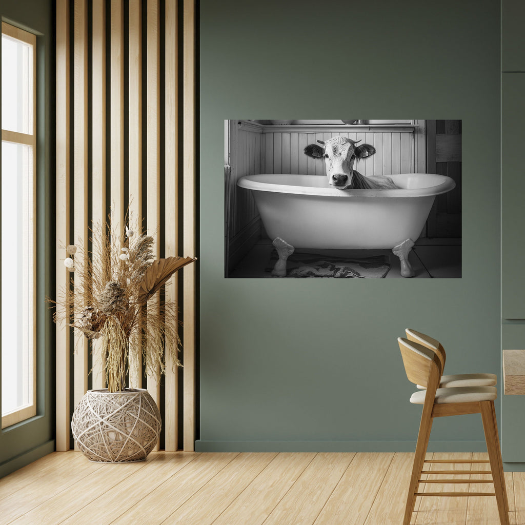 COW IN RELAXATION Peel and Stick Horizontal Poster