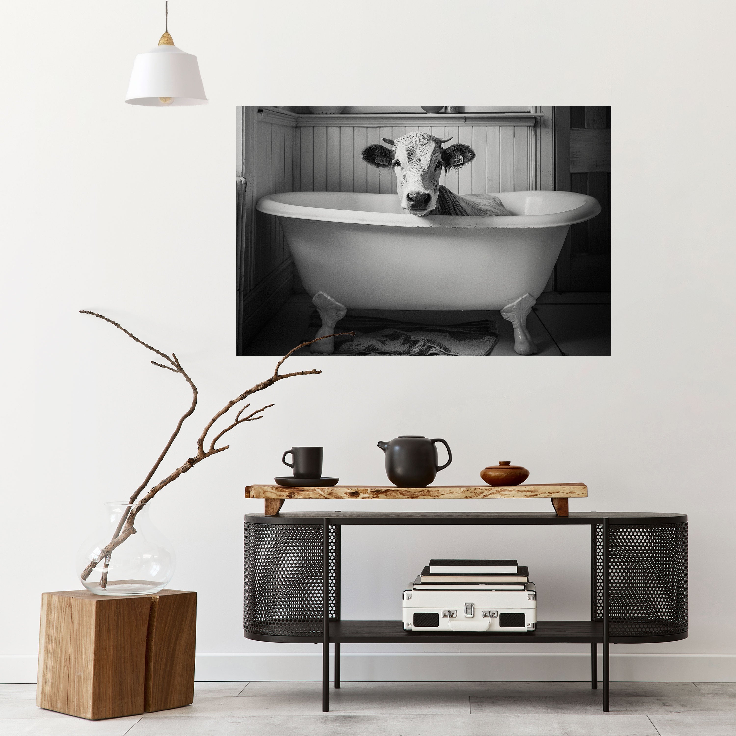 COW IN RELAXATION Peel and Stick Horizontal Poster