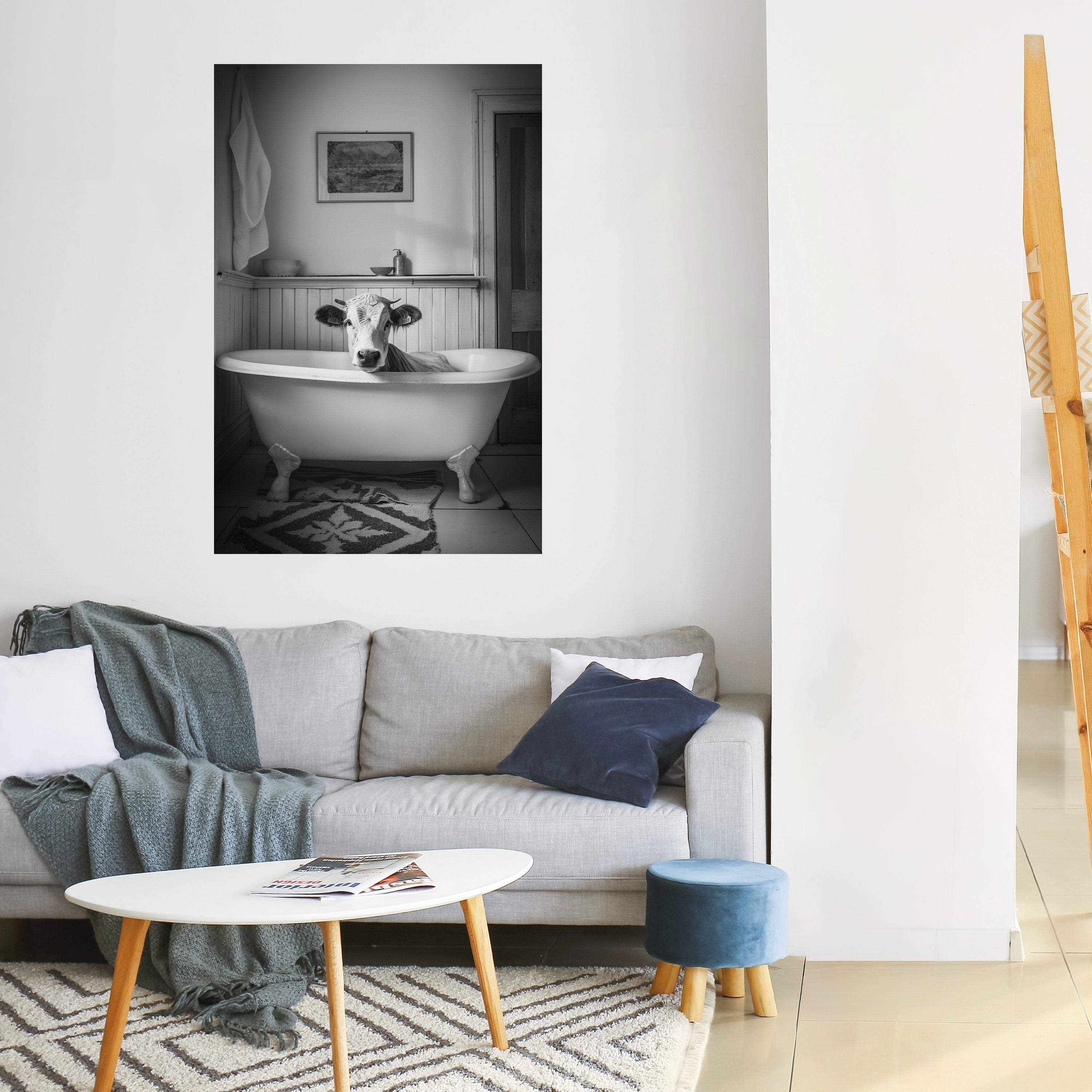 COW IN RELAXATION Poster Vertical Autocolante