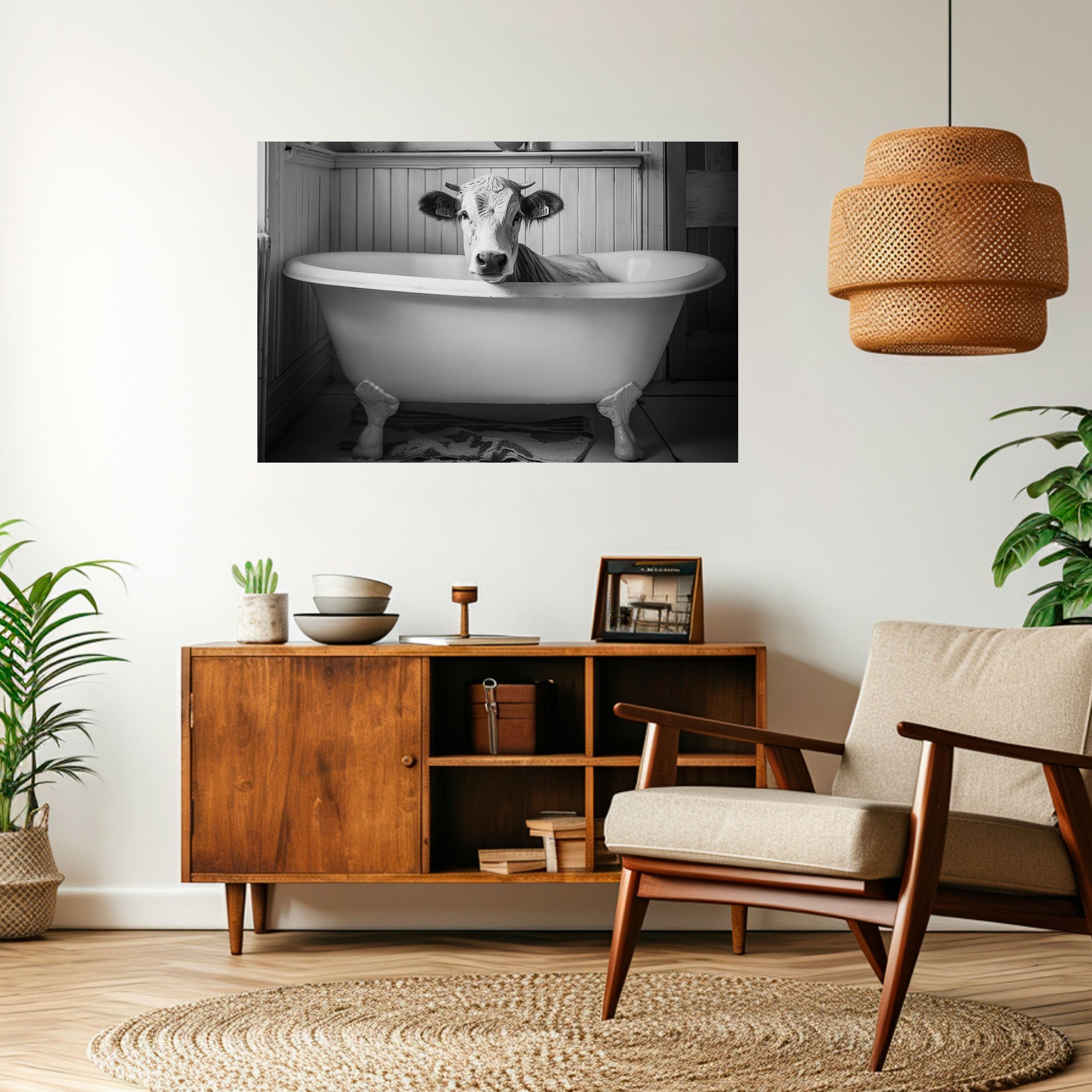 COW IN RELAXATION Peel and Stick Horizontal Poster