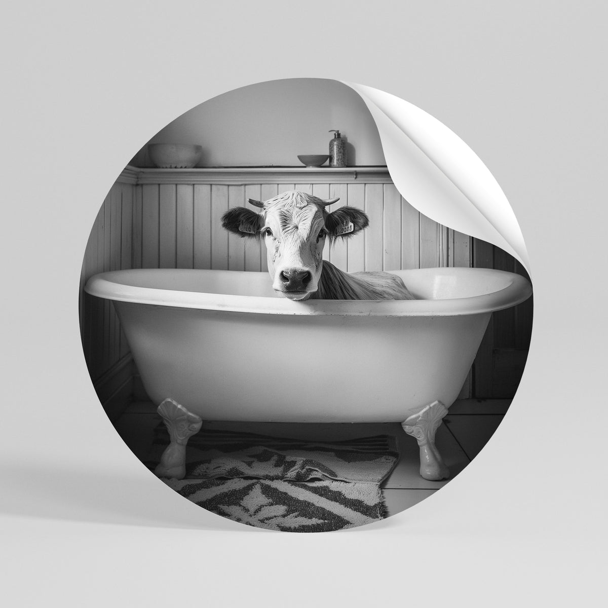 COW IN RELAXATION Autocolante Redondo Removível