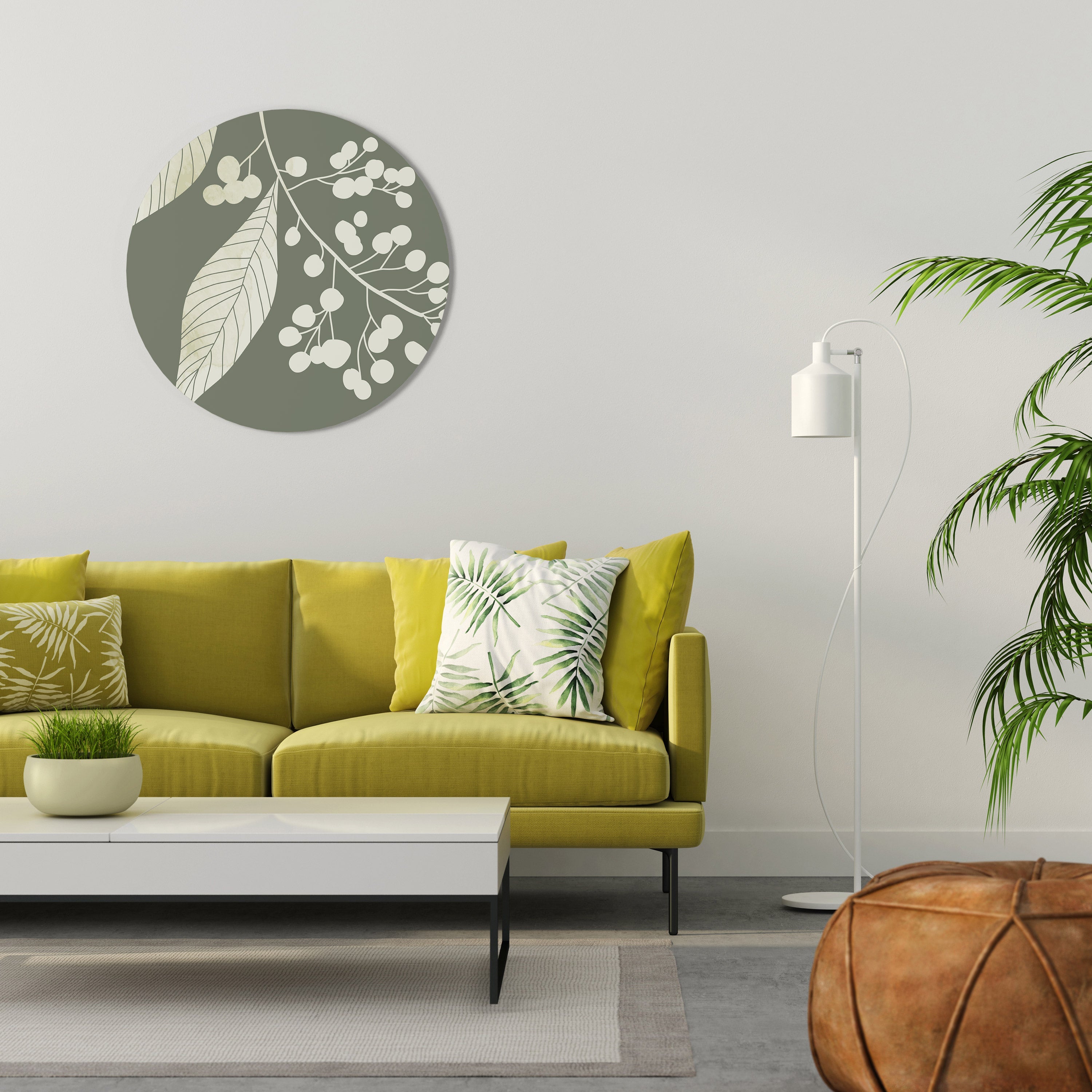 SERENE LEAFY FANTASIES Quadro Redondo Decorativo