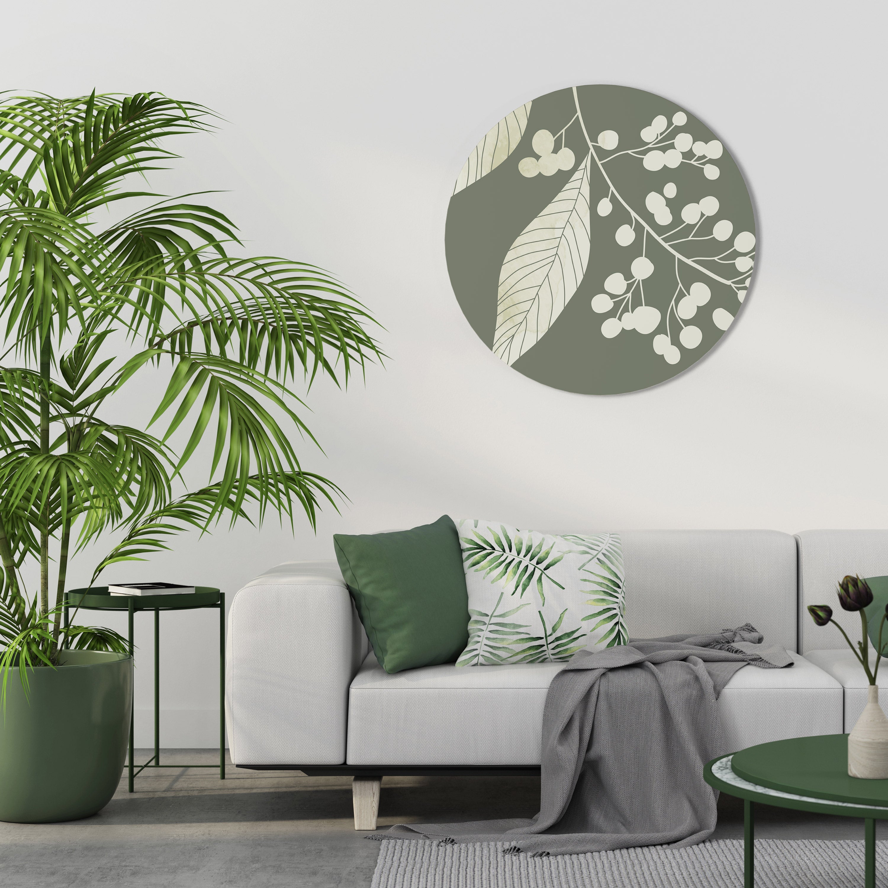 SERENE LEAFY FANTASIES Quadro Redondo Decorativo