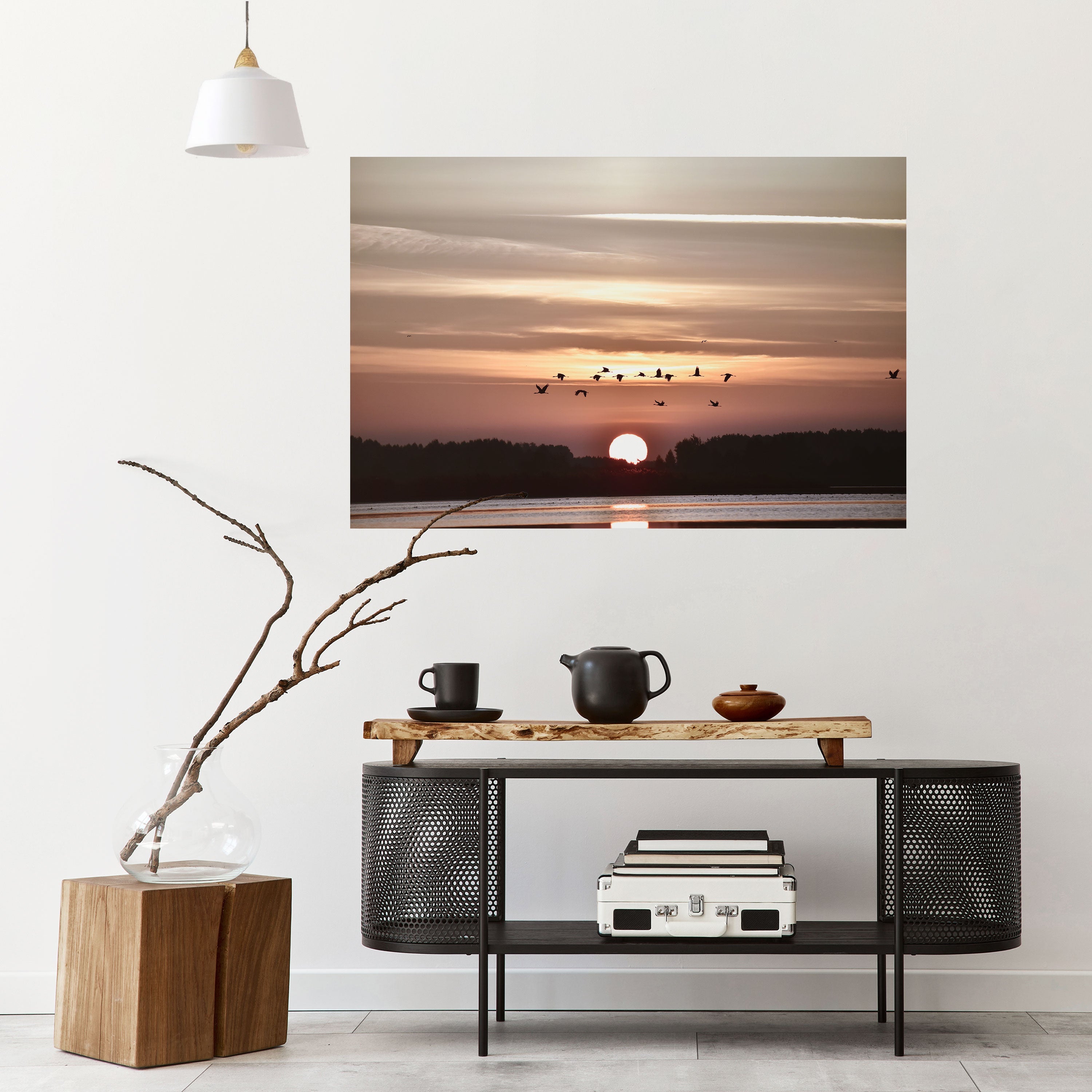 SUNSET FLIGHT SYMPHONY Peel and Stick Horizontal Poster