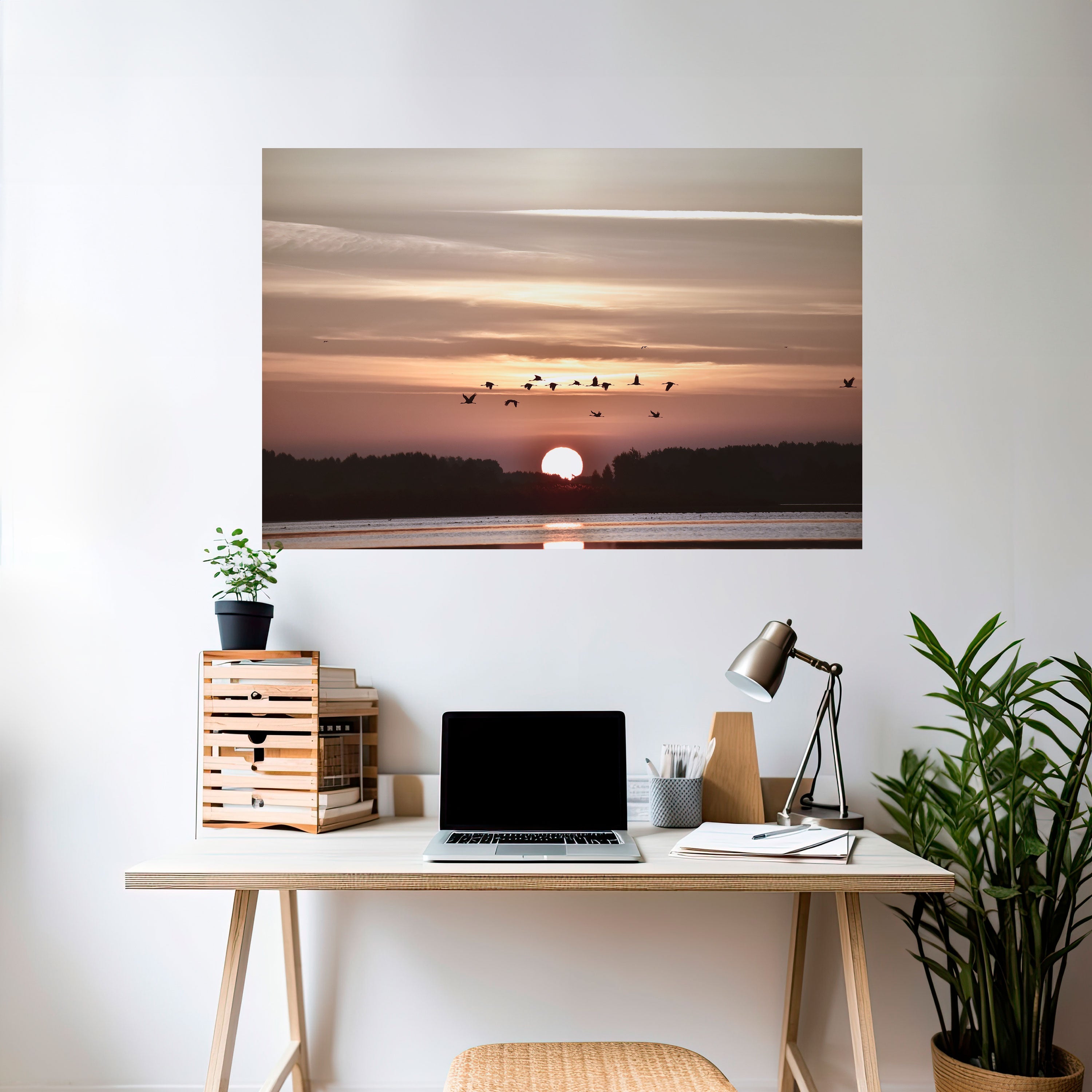 SUNSET FLIGHT SYMPHONY Peel and Stick Horizontal Poster