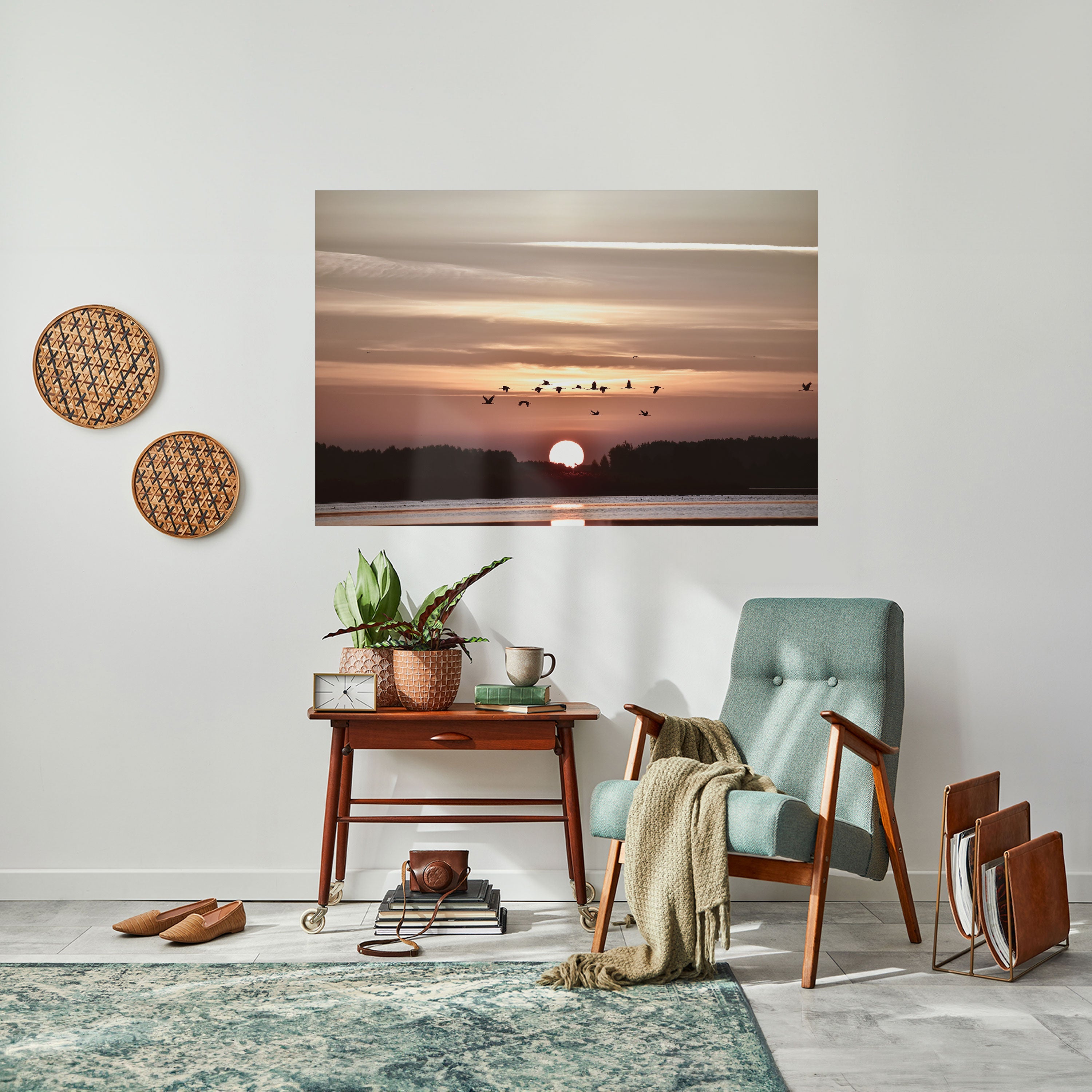 SUNSET FLIGHT SYMPHONY Peel and Stick Horizontal Poster