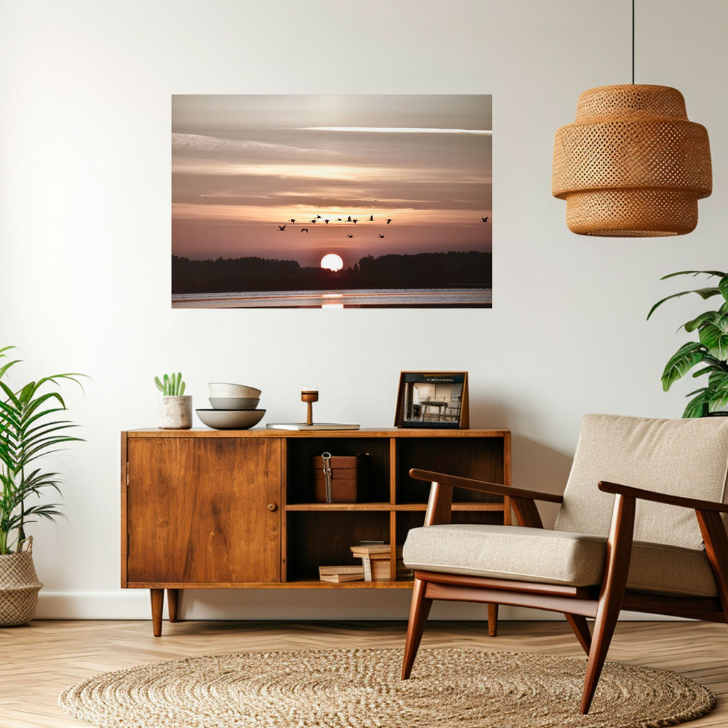 SUNSET FLIGHT SYMPHONY Peel and Stick Horizontal Poster