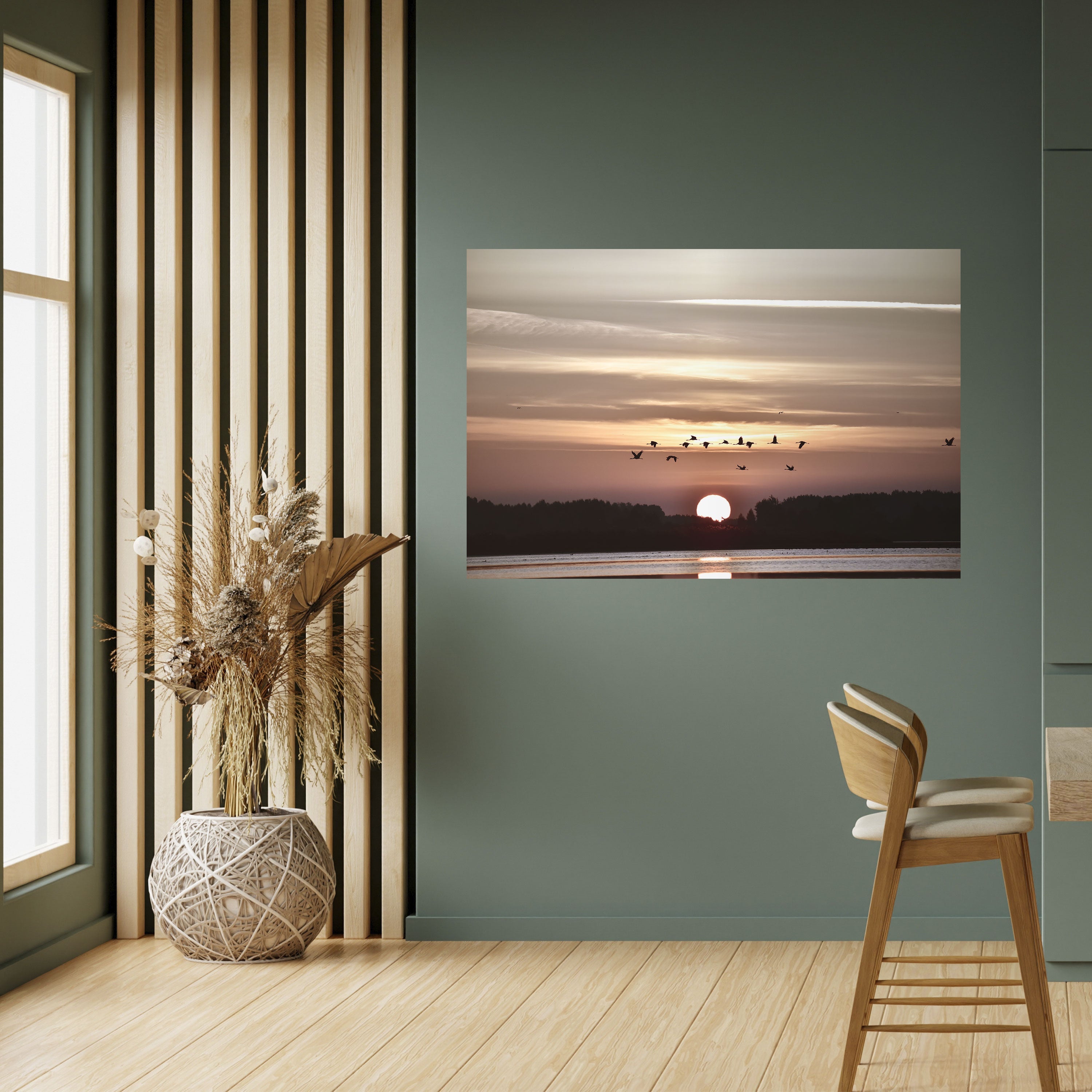 SUNSET FLIGHT SYMPHONY Peel and Stick Horizontal Poster