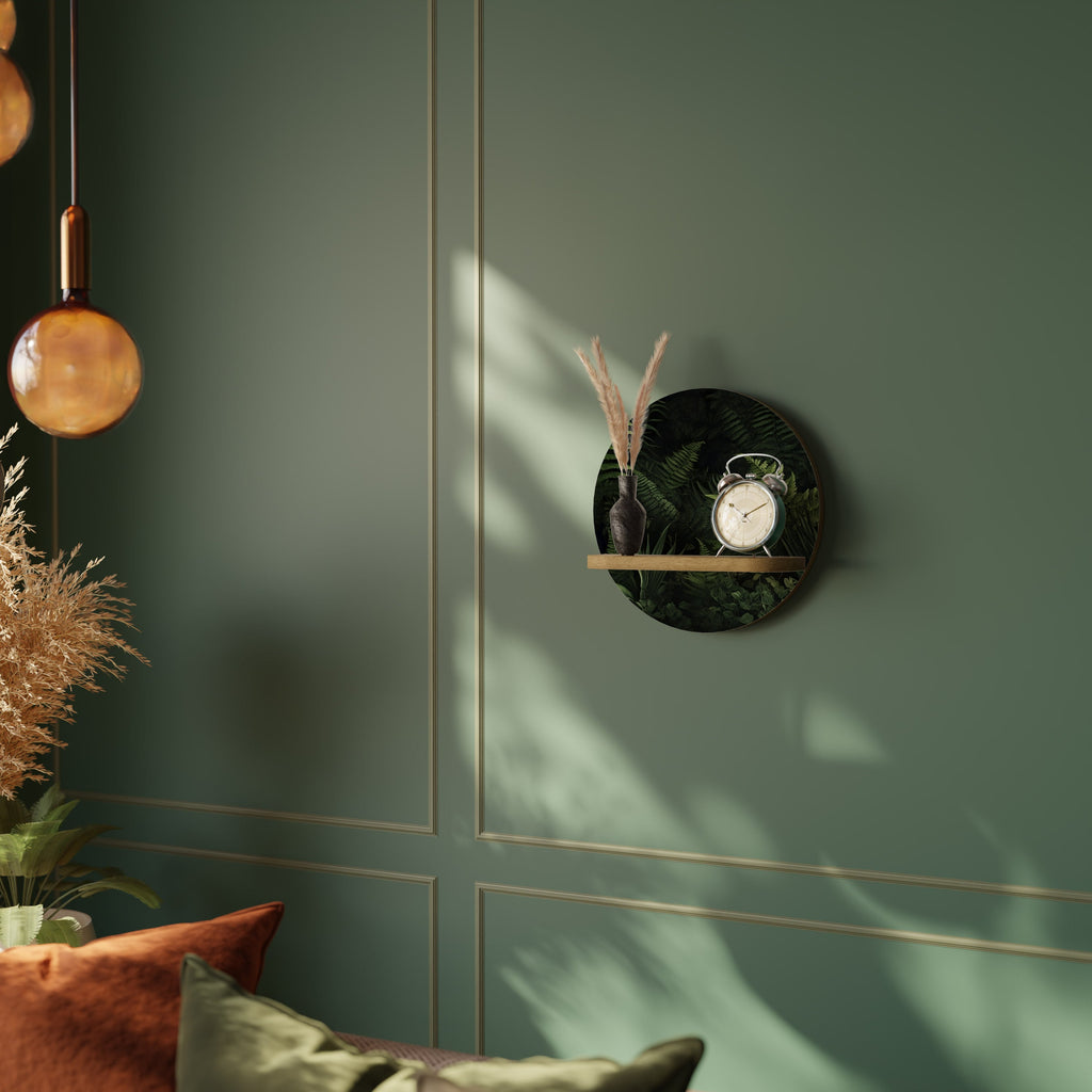 FERN SECRETS Prateleira Redonda Decorativa em Efeito Carvalho