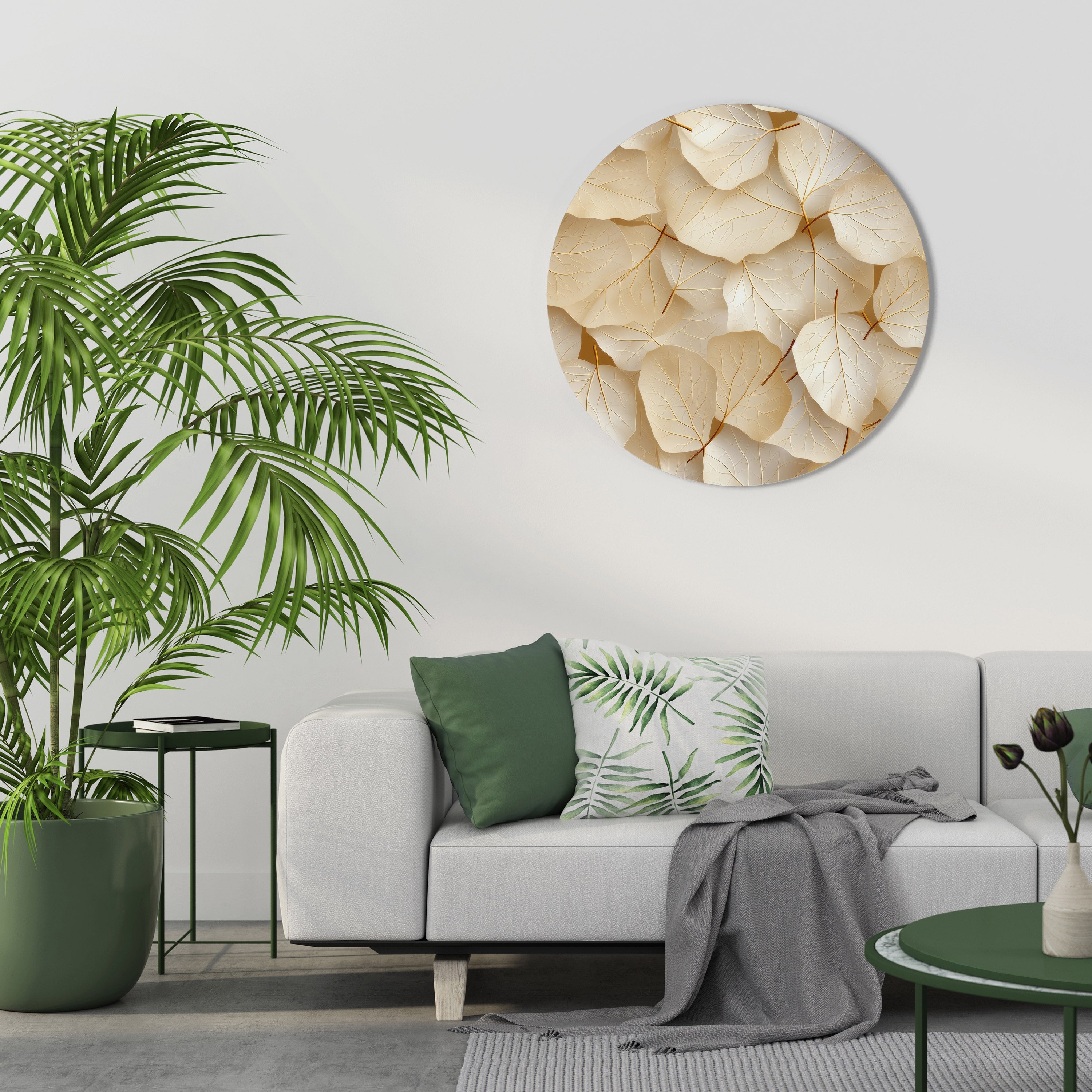 VELLUM LEAF SYMPHONY Round Wall Art
