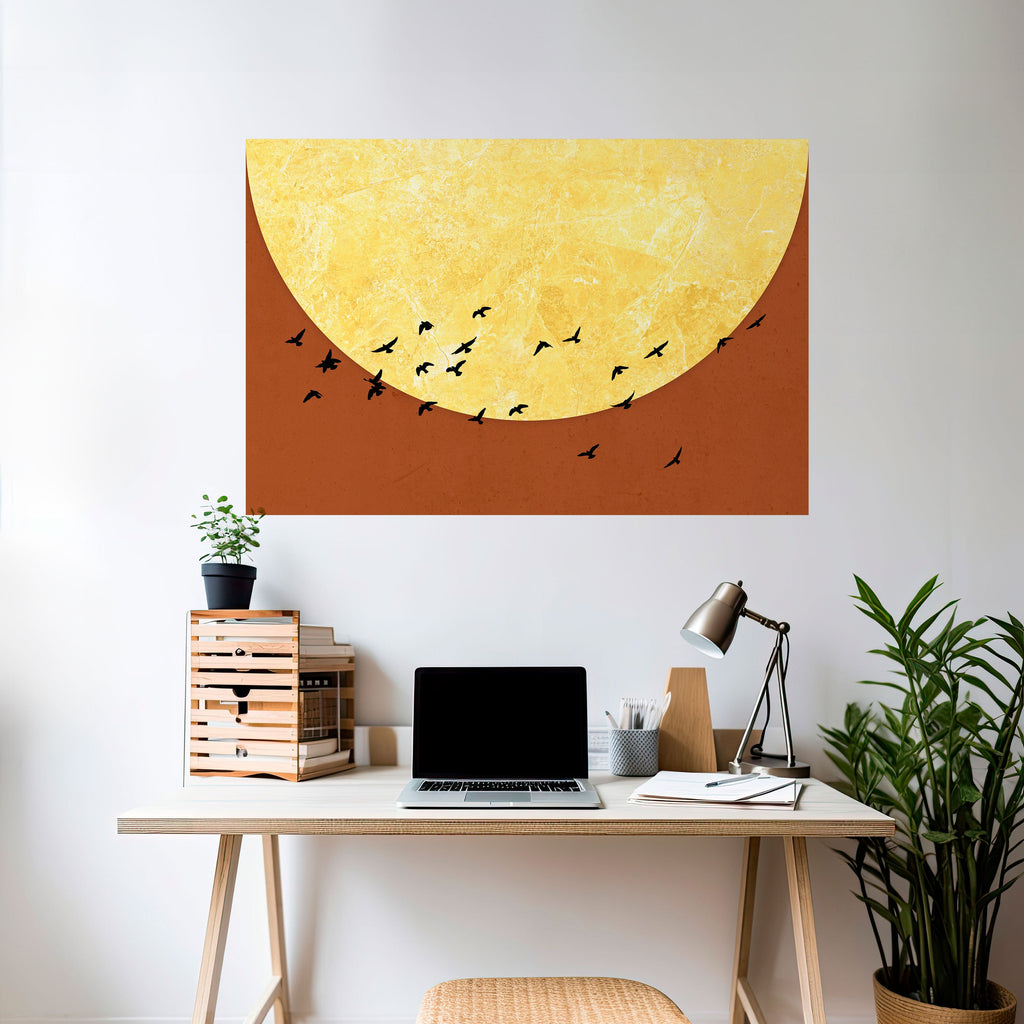 MOONLIT MIGRATION Peel and Stick Horizontal Poster