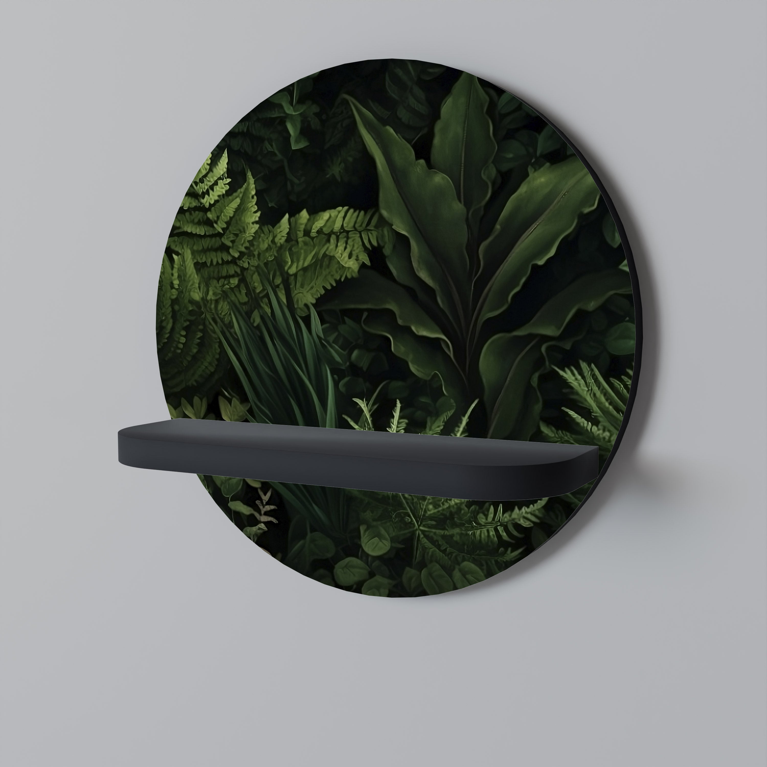 FOREST WHISPERS Prateleira Redonda Decorativa em Acabamento Preto