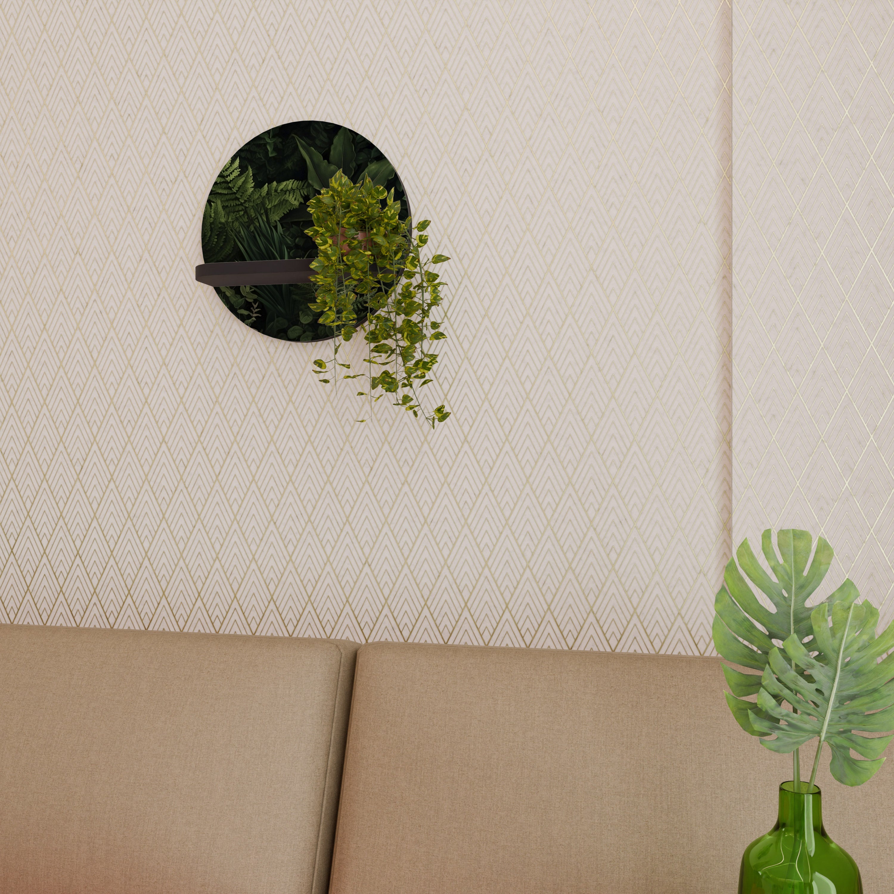 FOREST WHISPERS Prateleira Redonda Decorativa em Acabamento Preto