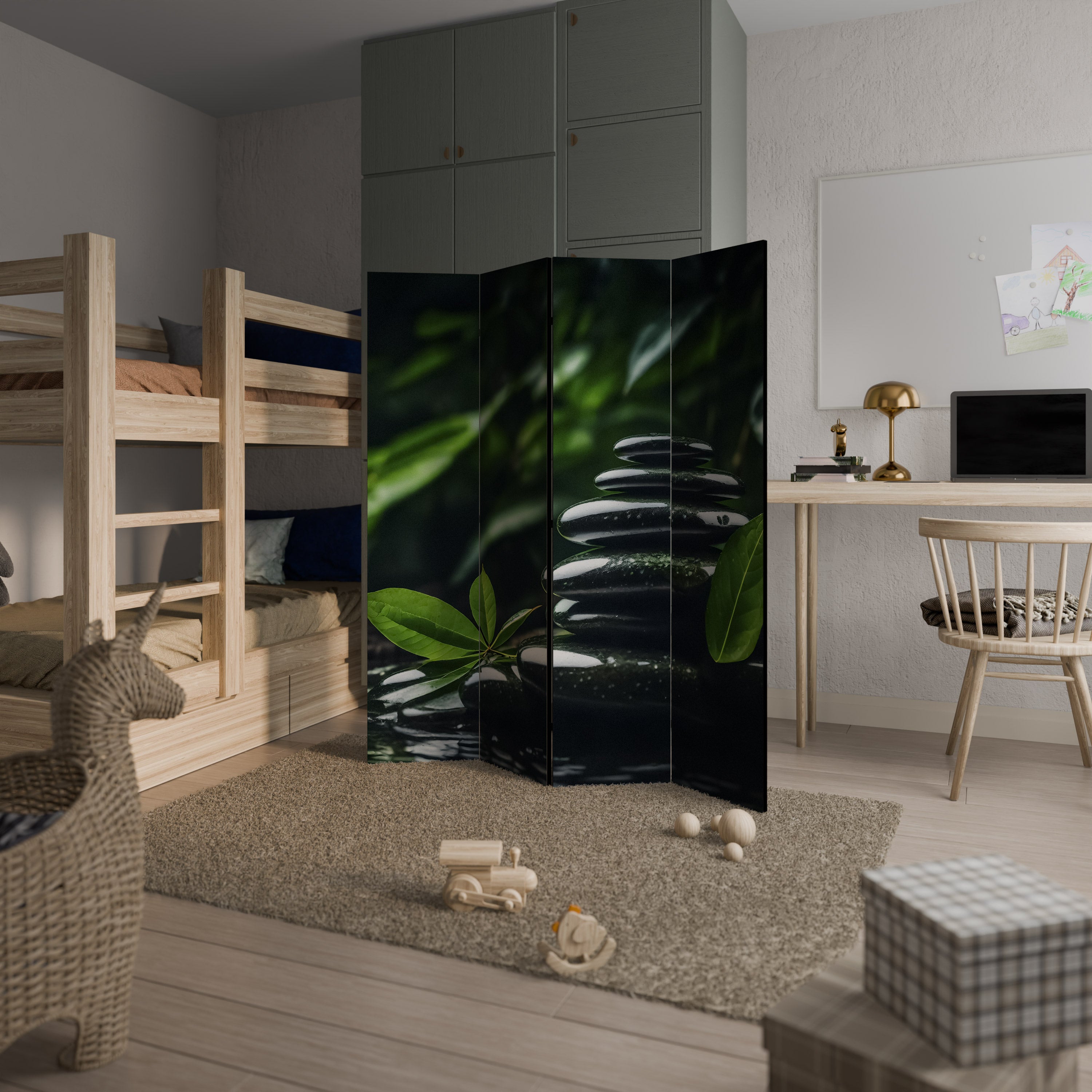 HARMONY STONES Decorative 4-Panel Room Divider