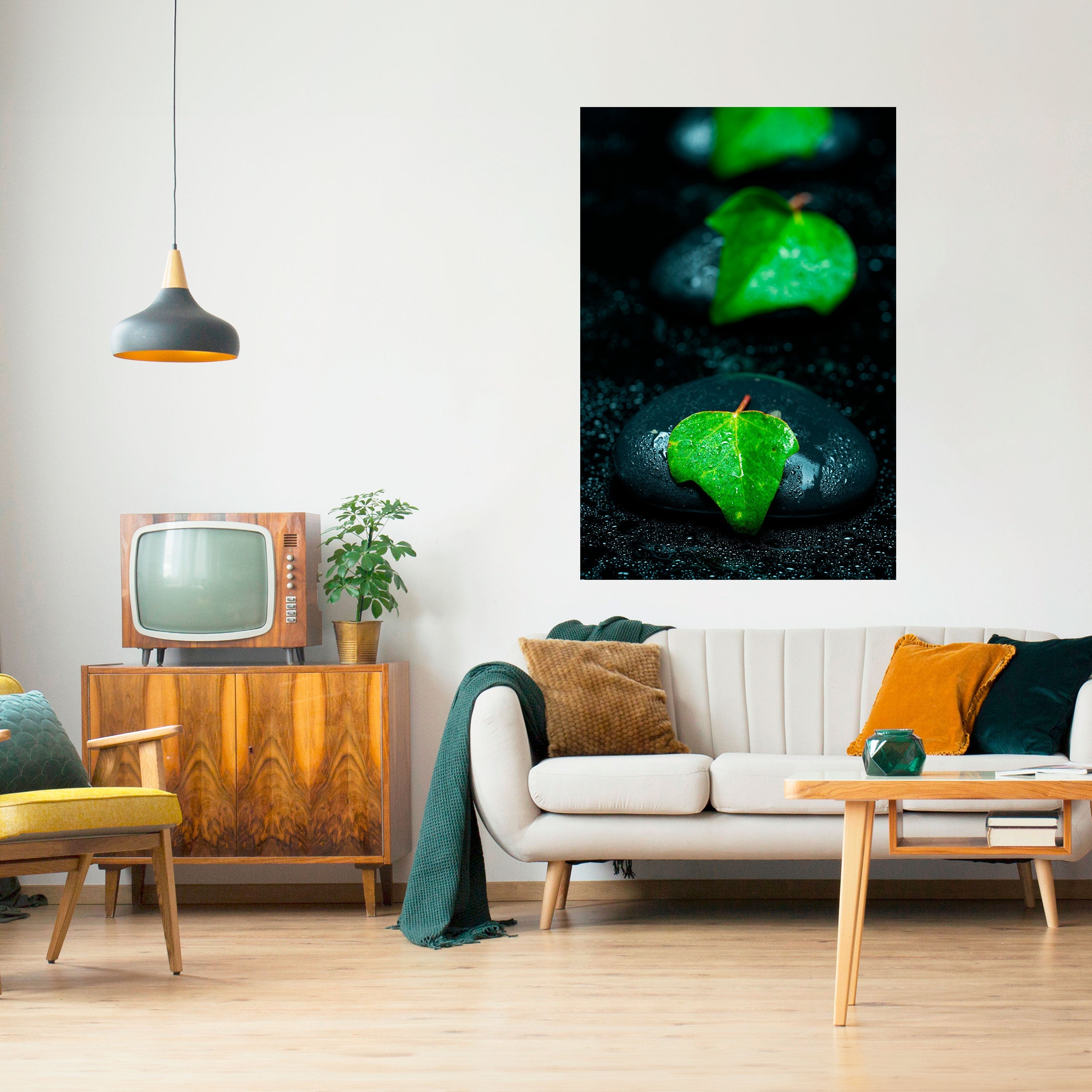 RAINDROPS ON STONE Poster Vertical Autocolante