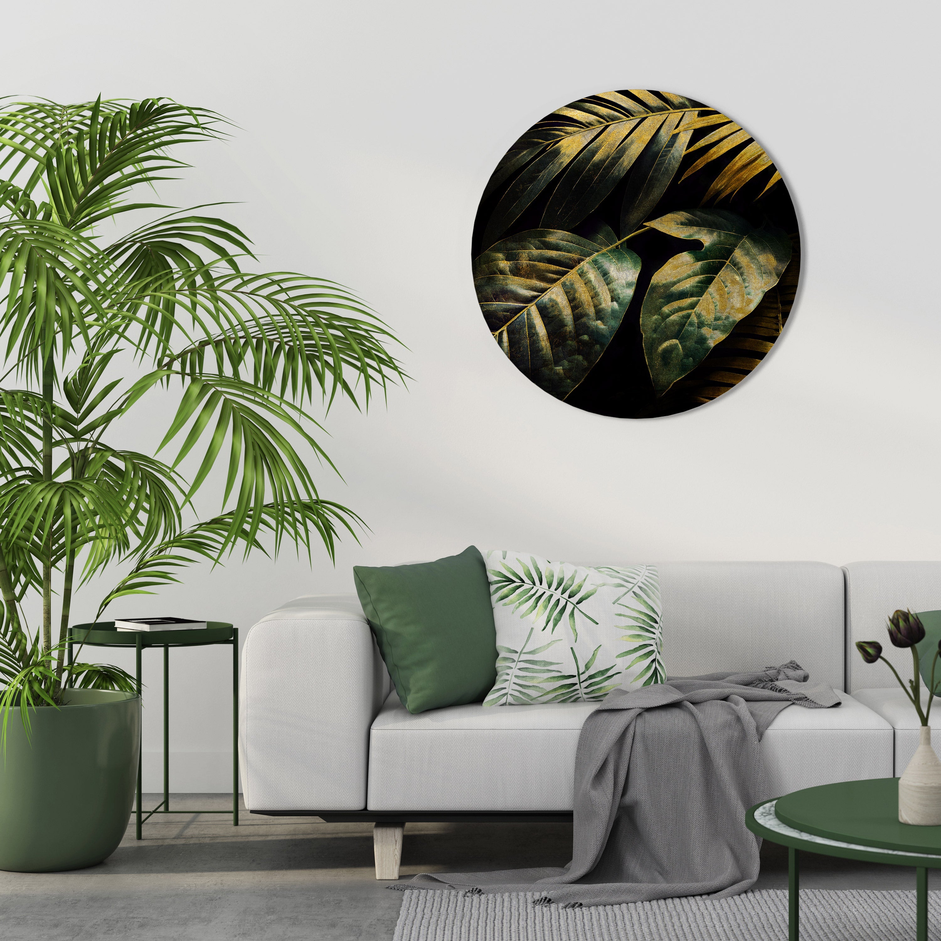 ENIGMATIC FOLIAGE TWILIGHT Quadro Redondo Decorativo