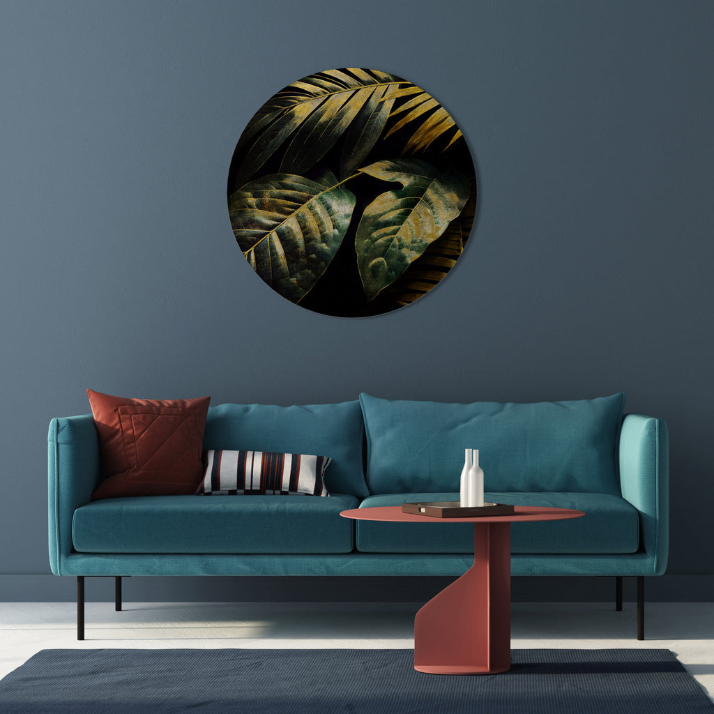 ENIGMATIC FOLIAGE TWILIGHT Quadro Redondo Decorativo