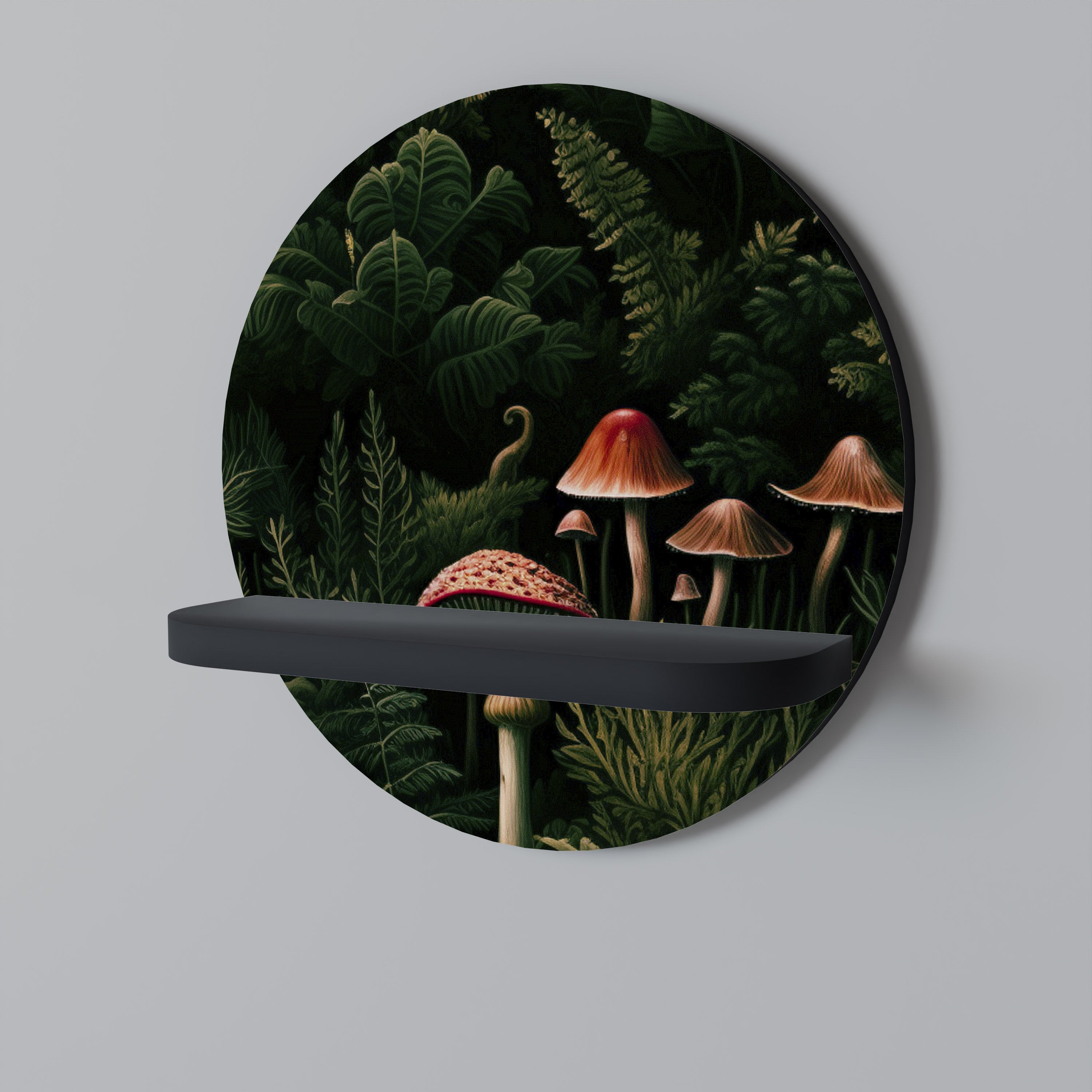WHISPERING WOODLAND Prateleira Redonda Decorativa em Acabamento Preto