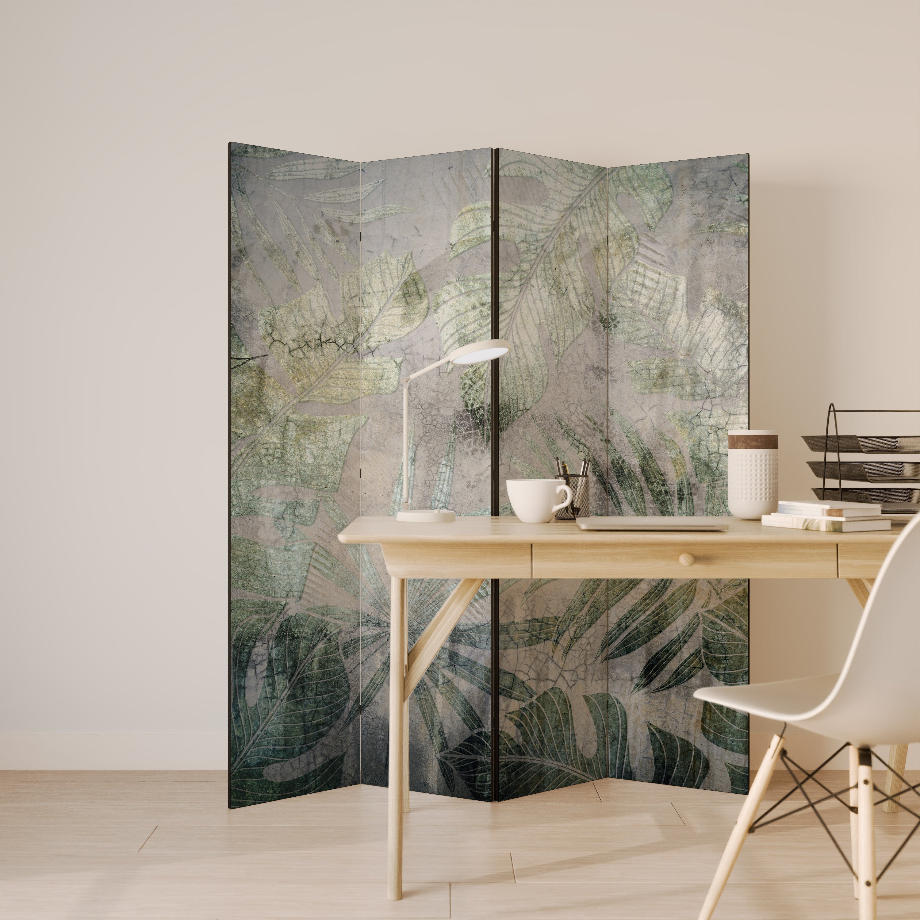 HARMONY IN GREENERY Decorative 4-Panel Room Divider