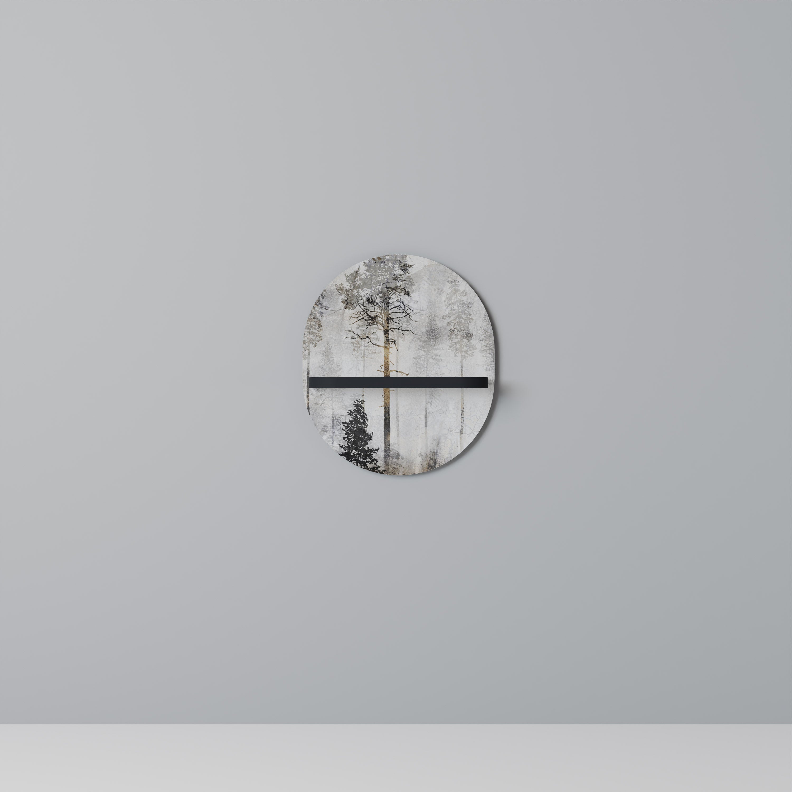 FADE IN THE TREES Prateleira Oval Decorativa em Acabamento Preto