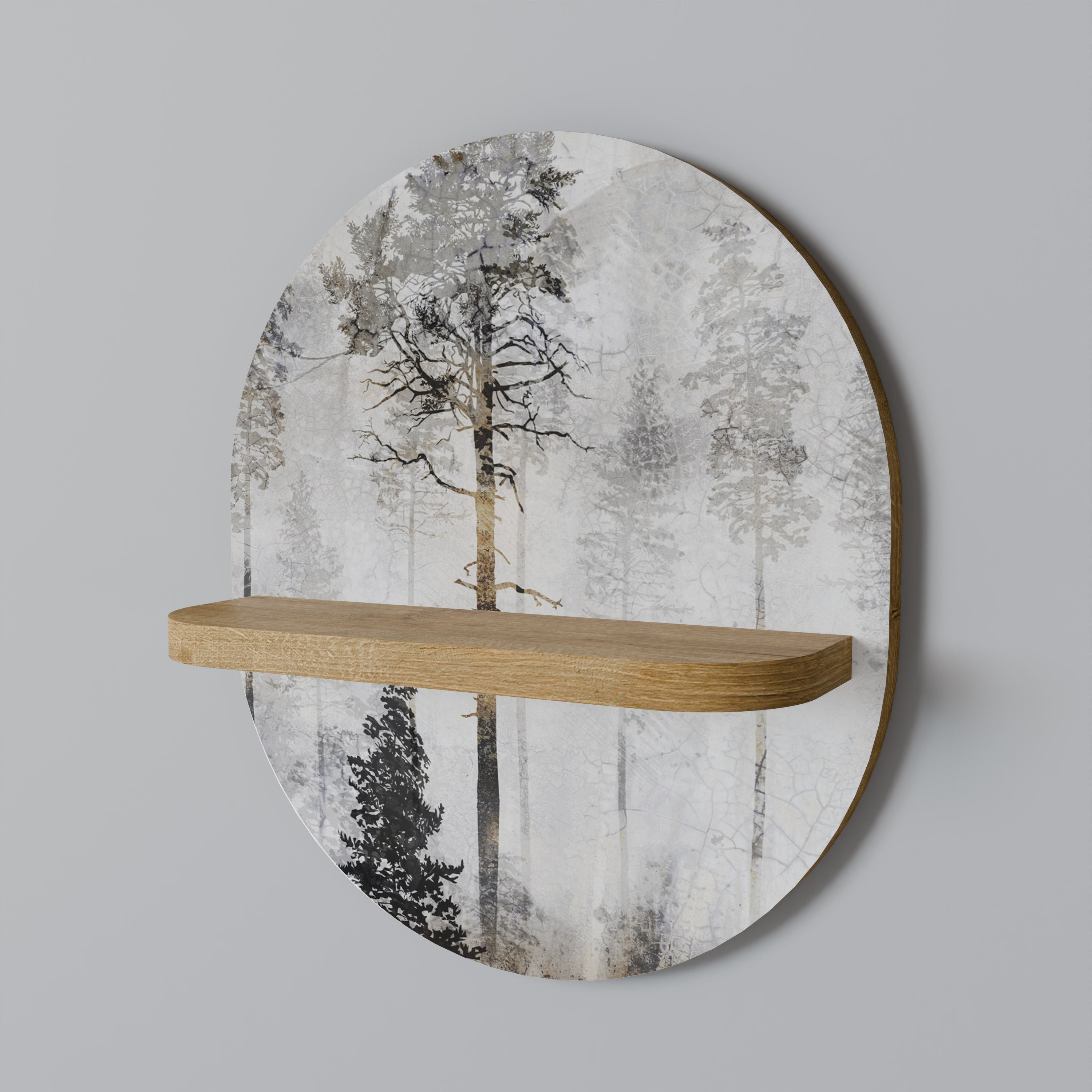 FADE IN THE TREES Prateleira Oval Decorativa em Efeito Carvalho