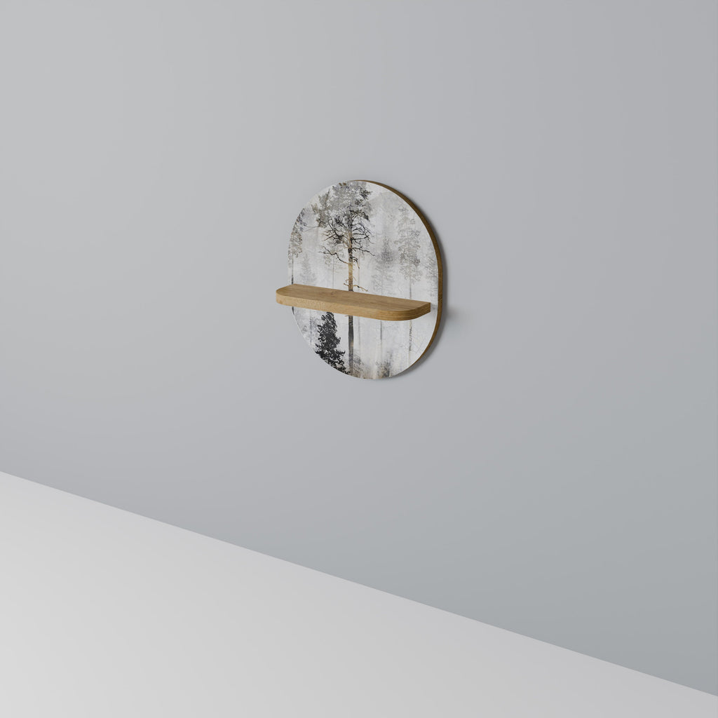 FADE IN THE TREES Oval Art Shelf In Oak Effect